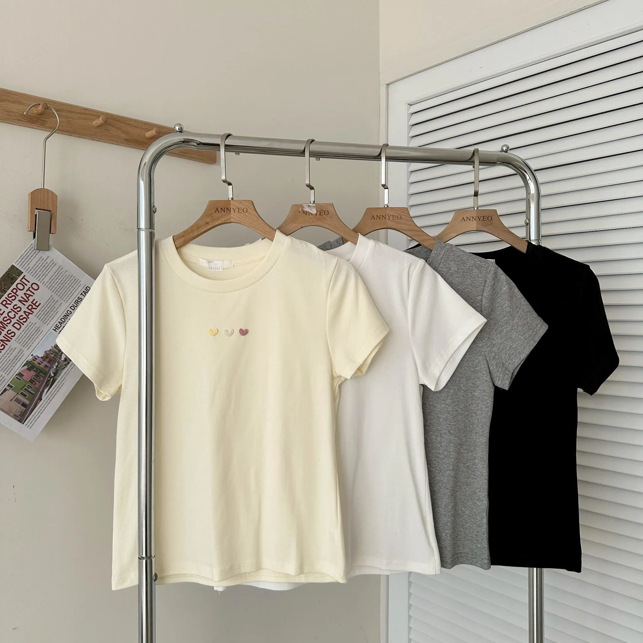 韓國春款新品可愛立體愛心上衣T