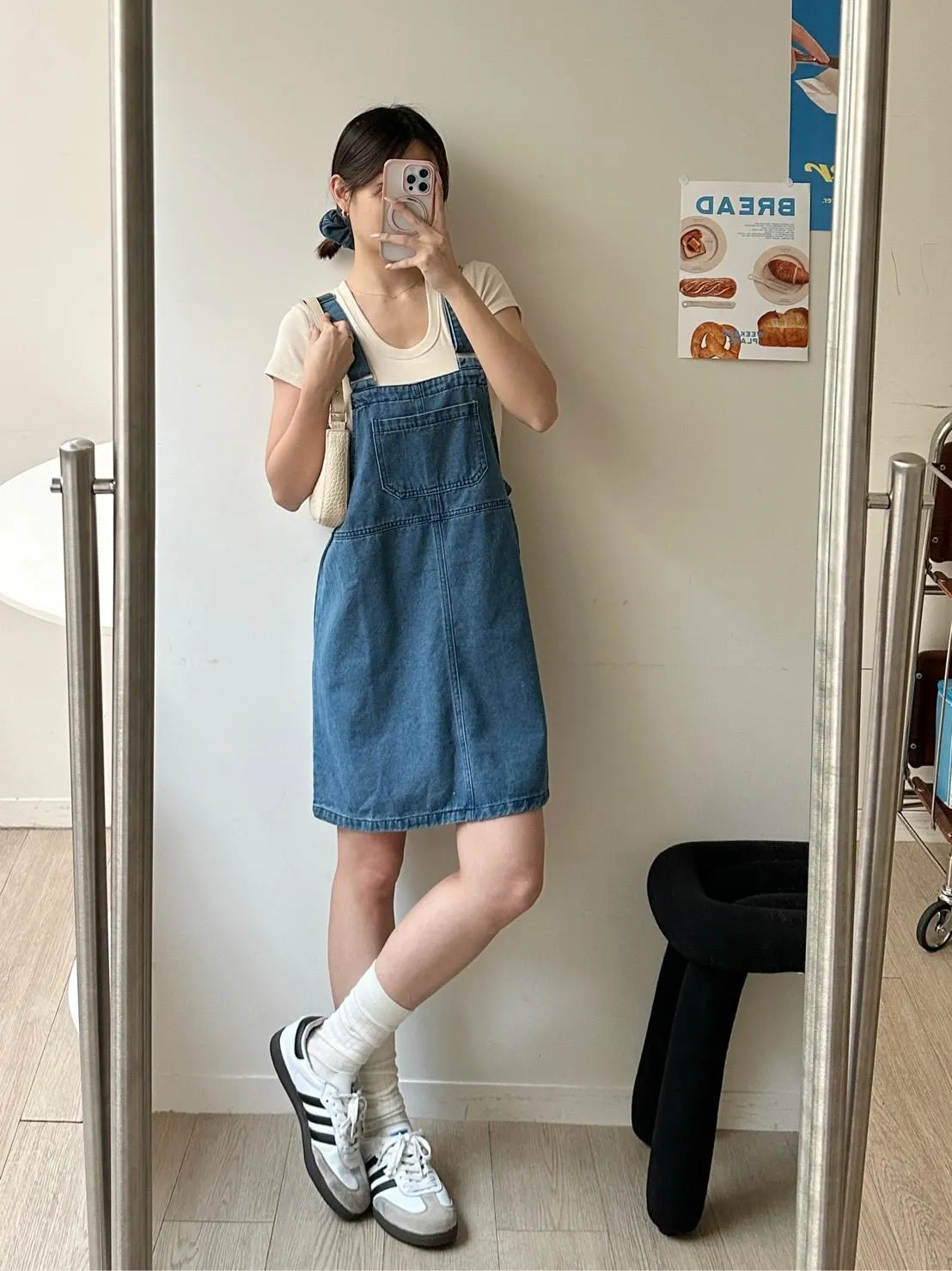 水洗丹寧吊帶裙