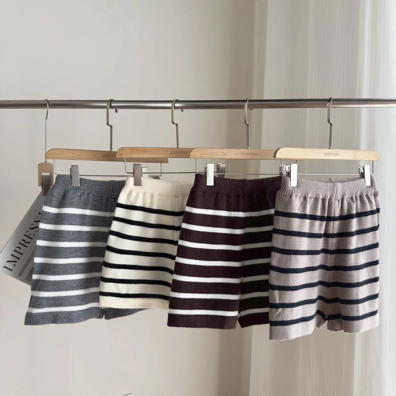 橫條PORO毛衣➕短褲套裝