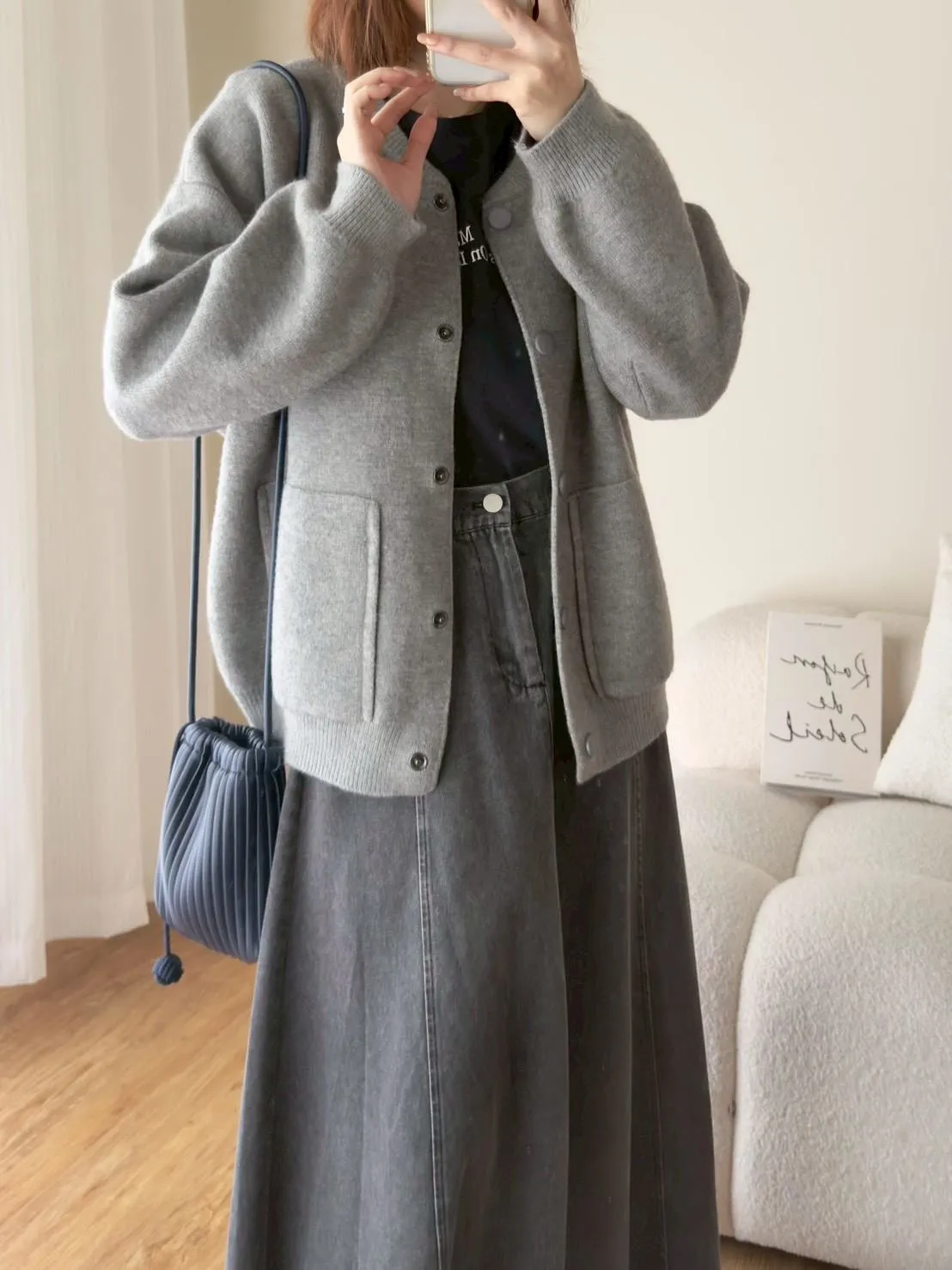 韓 毛衣料棒球外套