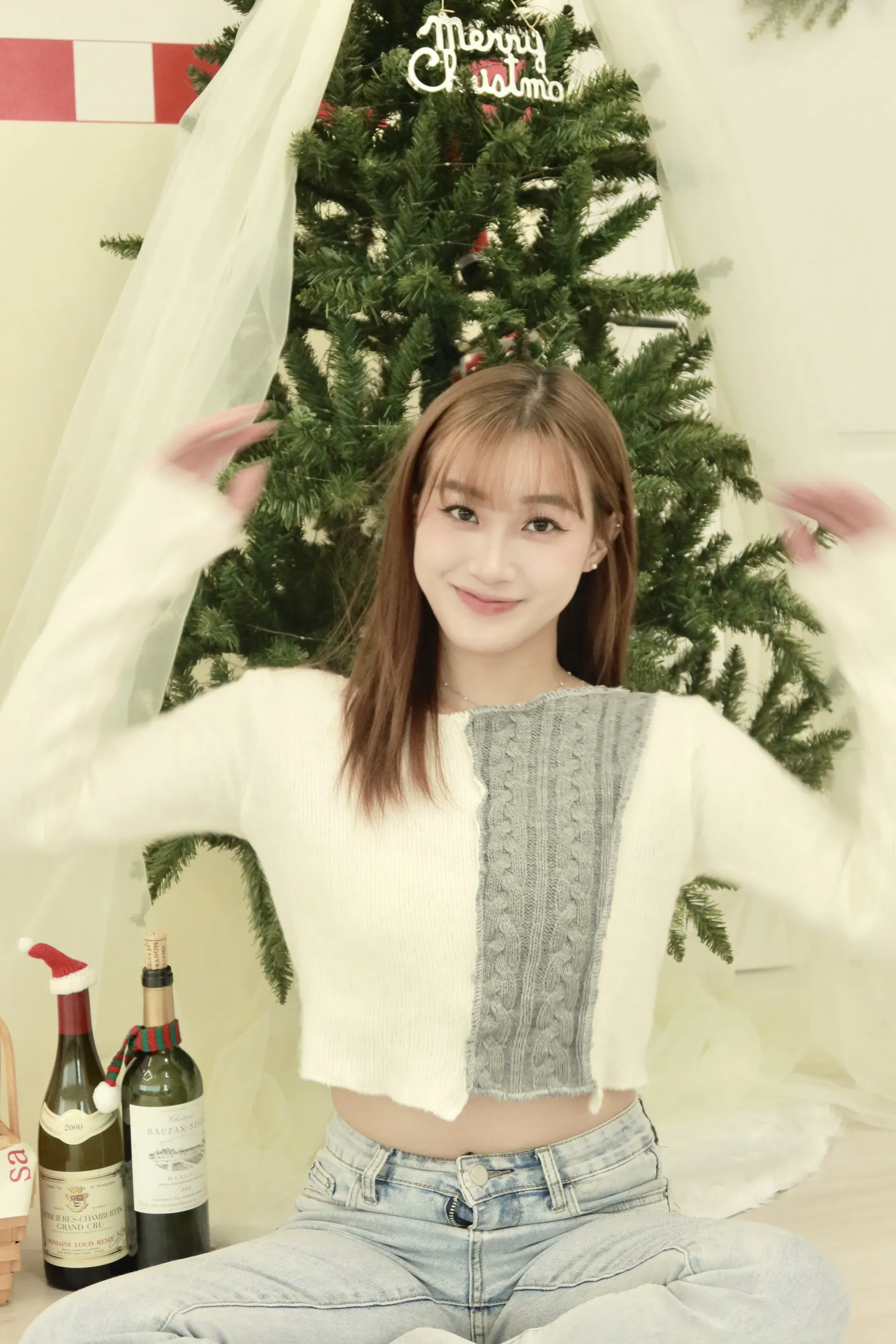 正韓麻花拼色針織短款毛衣