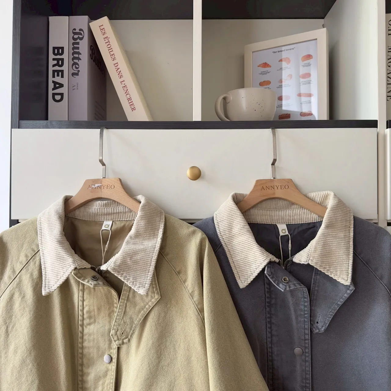 牛仔撞色領外套