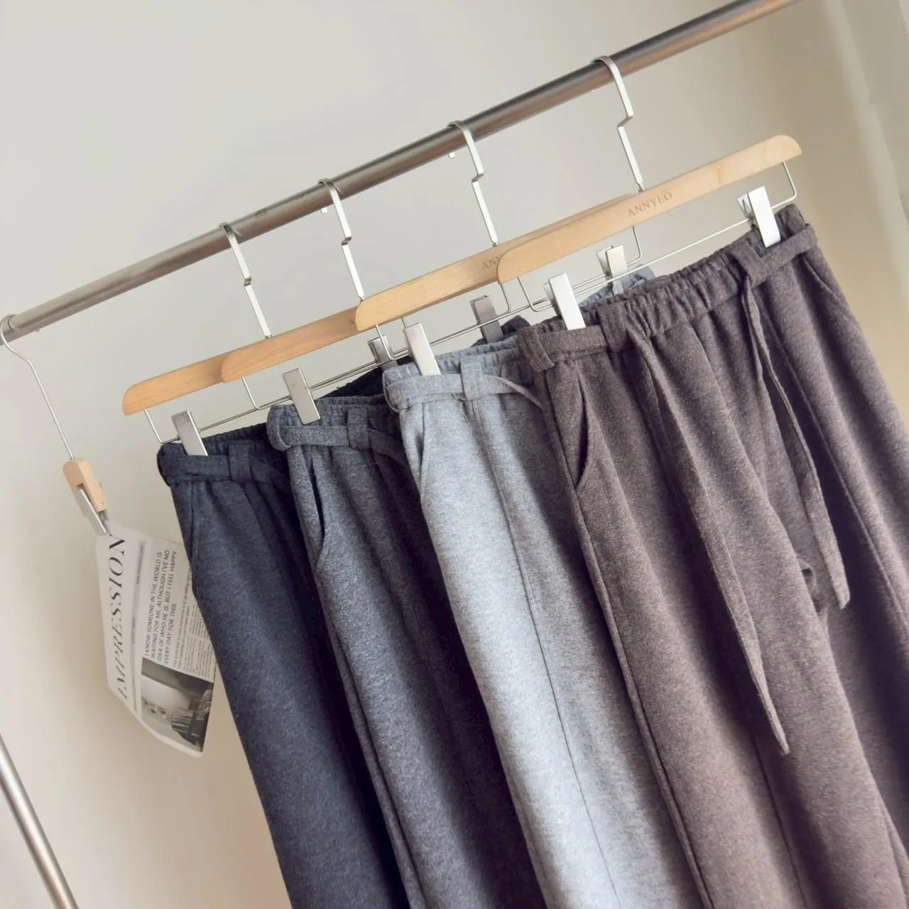 羊絨腰帶彎刀褲