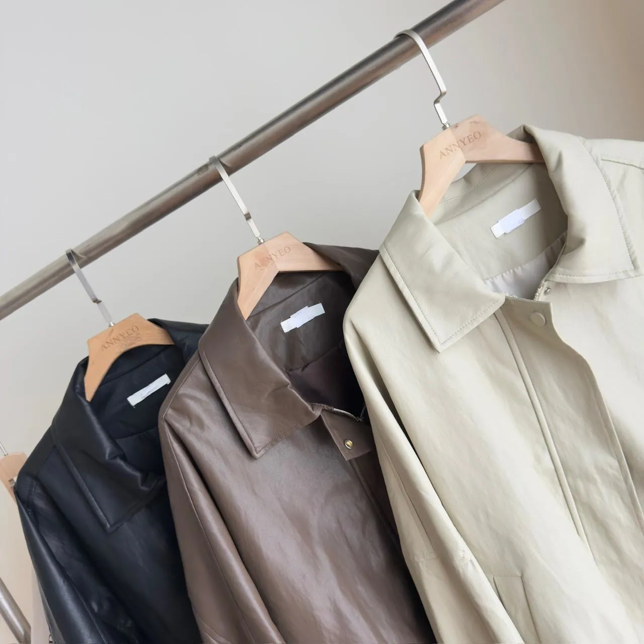 翻領拉鍊皮外套