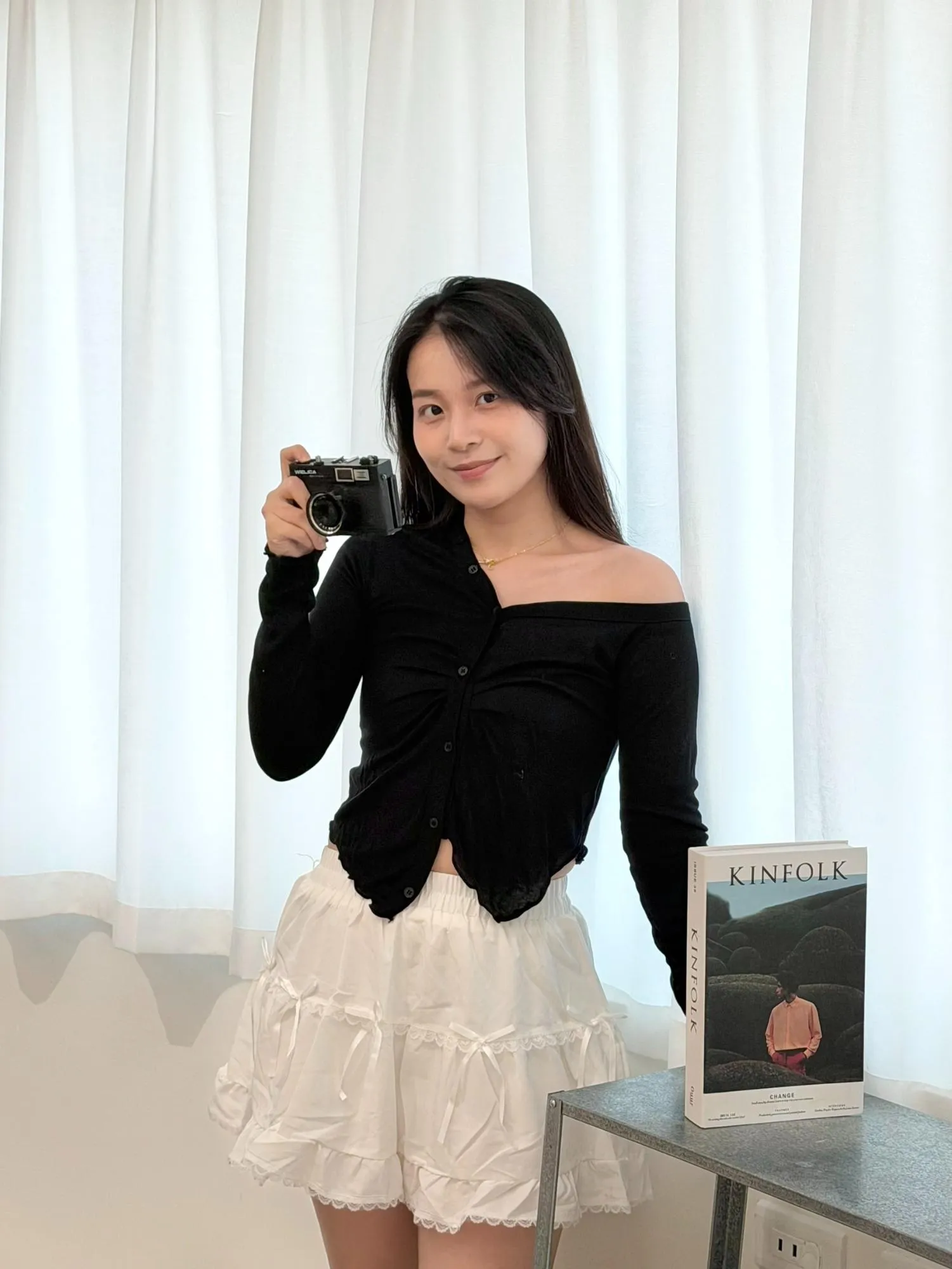 正韓羊毛材質不對稱披肩開衫