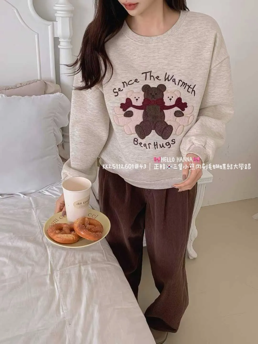 正韓三隻小熊內刷毛蝴蝶結大學踢