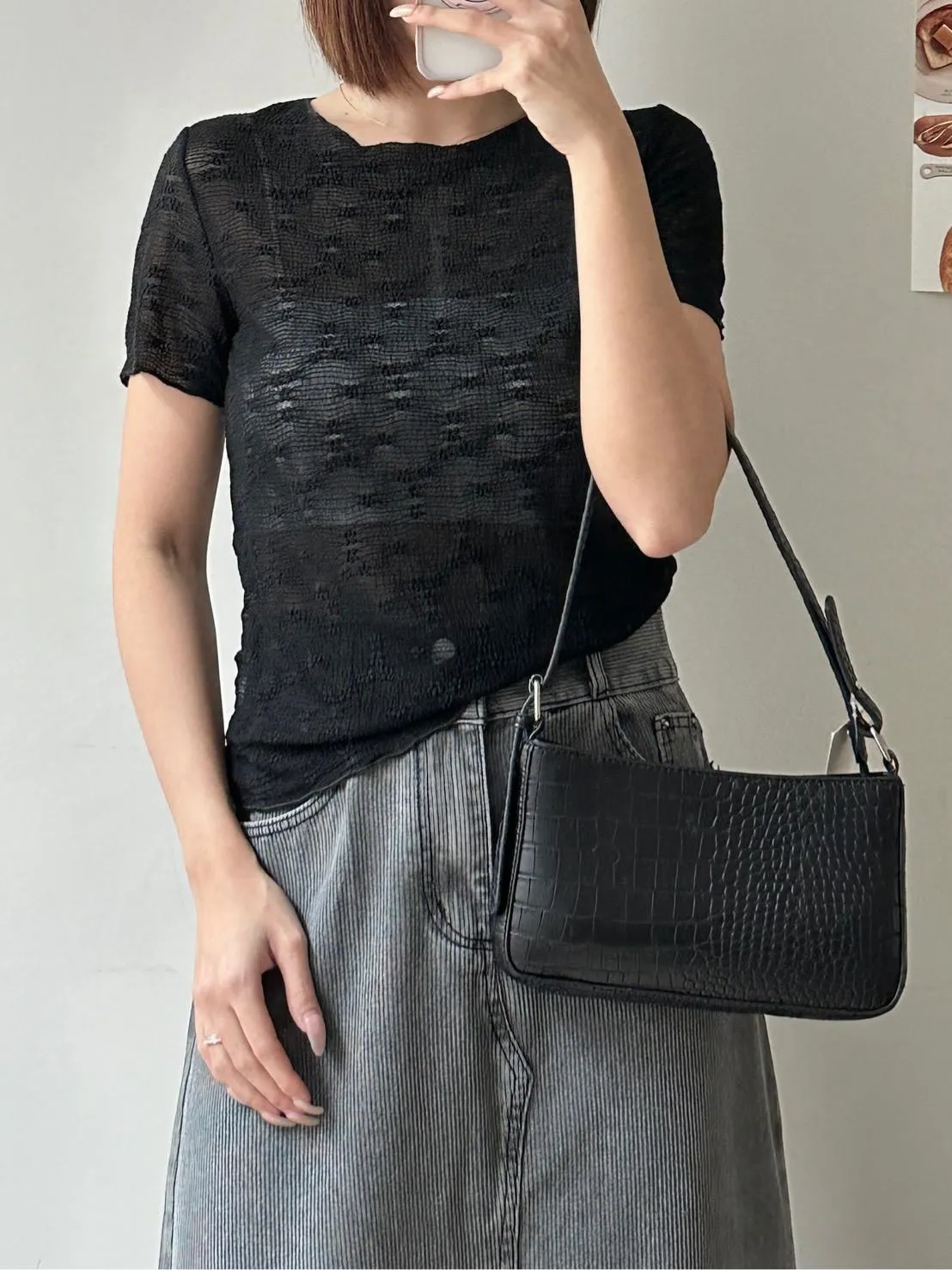 打底小花透紗上衣