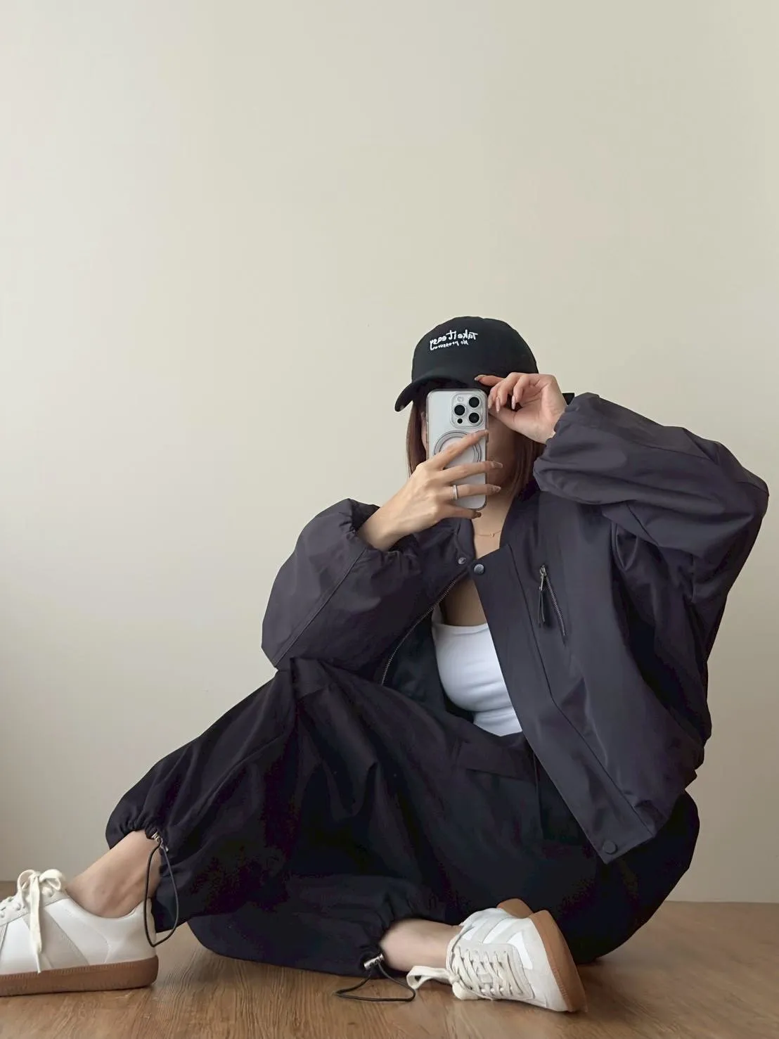 工裝抽繩縮口褲