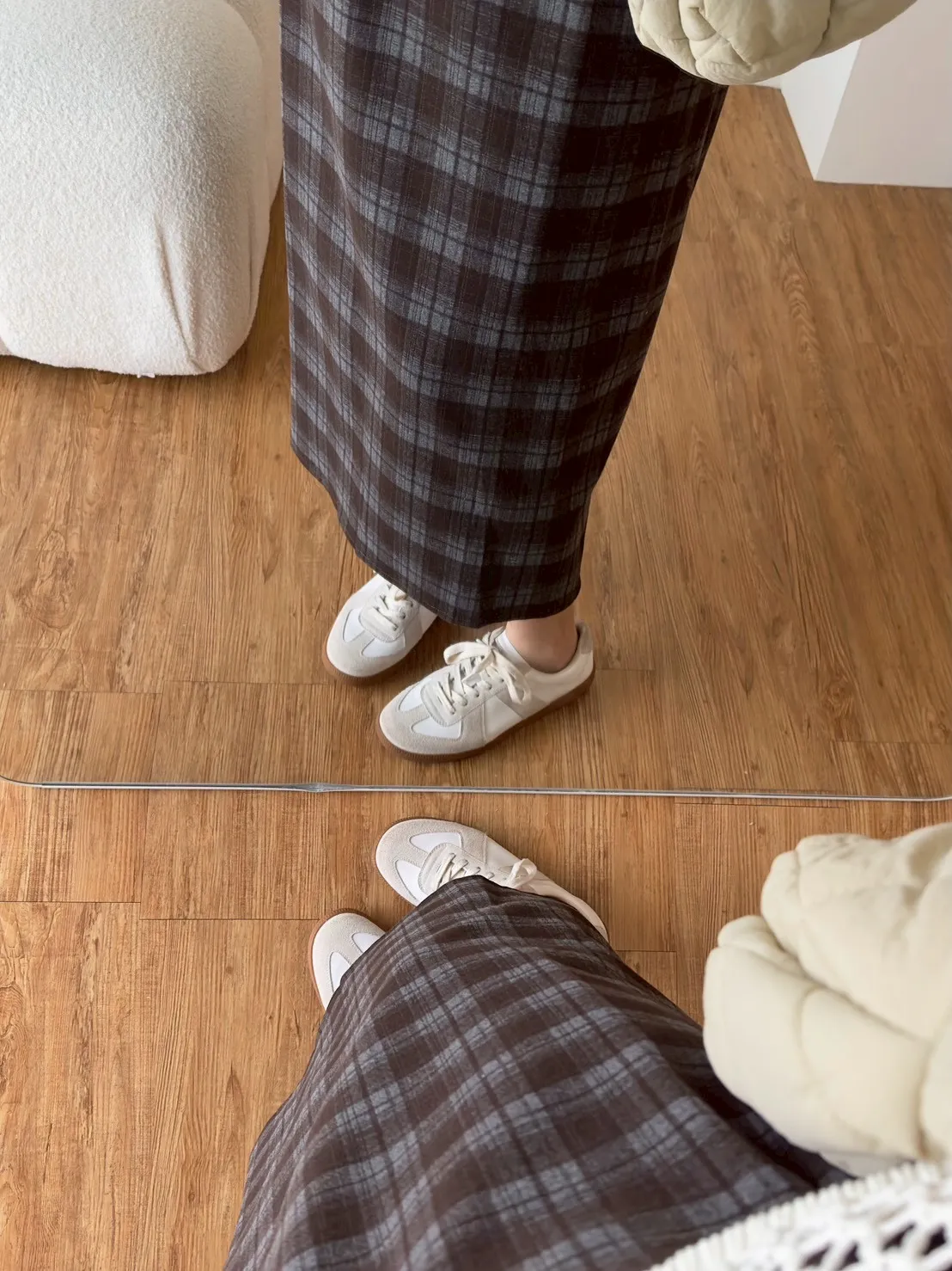 磨毛雙格子中裙