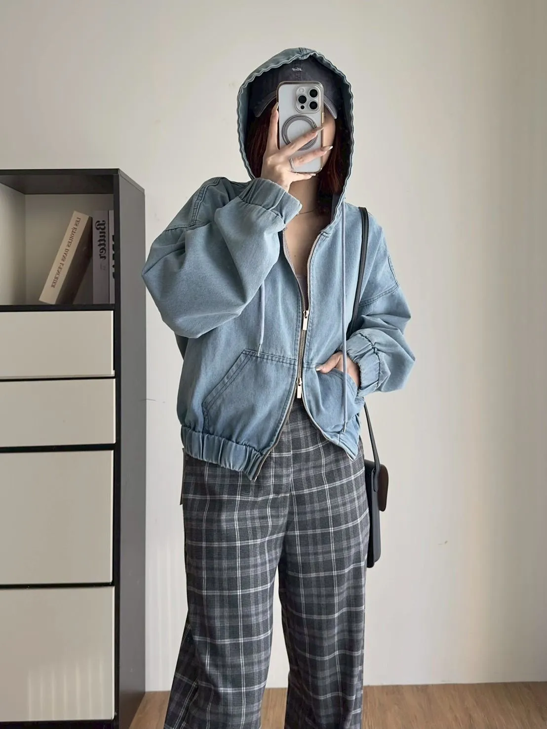 牛仔連帽拉鍊外套