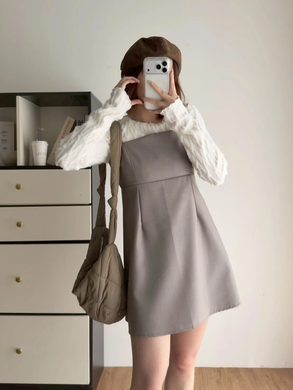 西裝細肩短洋裝