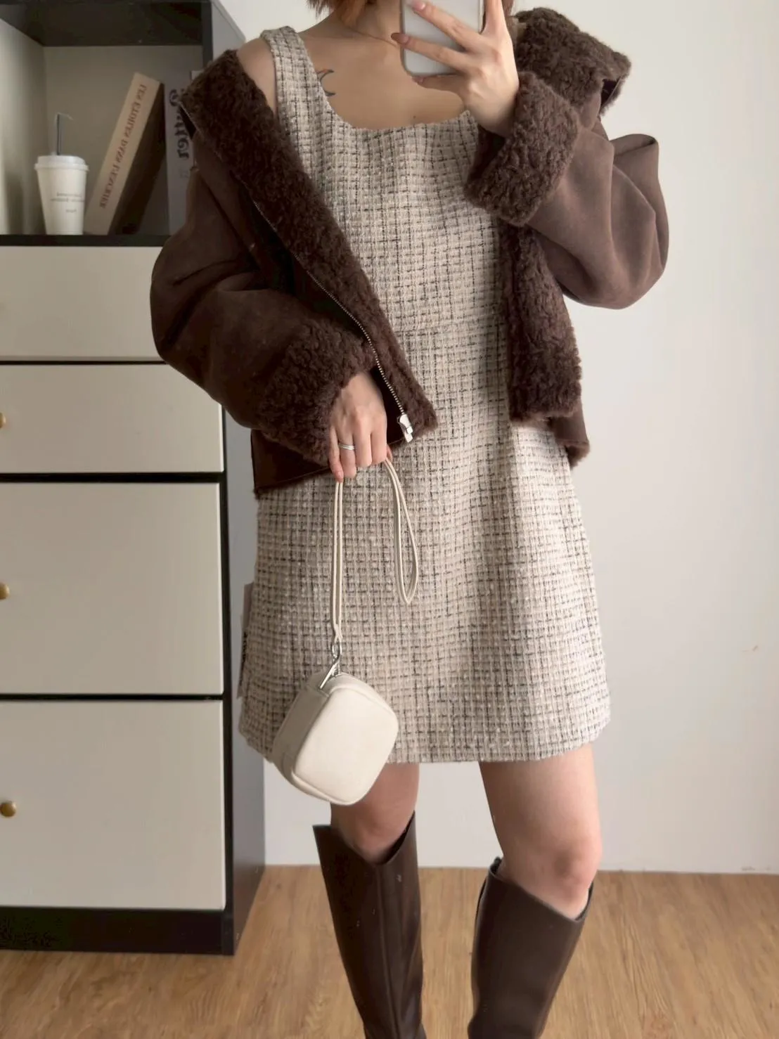 毛呢小香風背心短洋