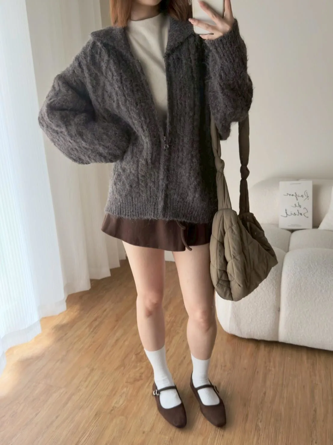 質感奶糯麻花拉鍊毛衣外套