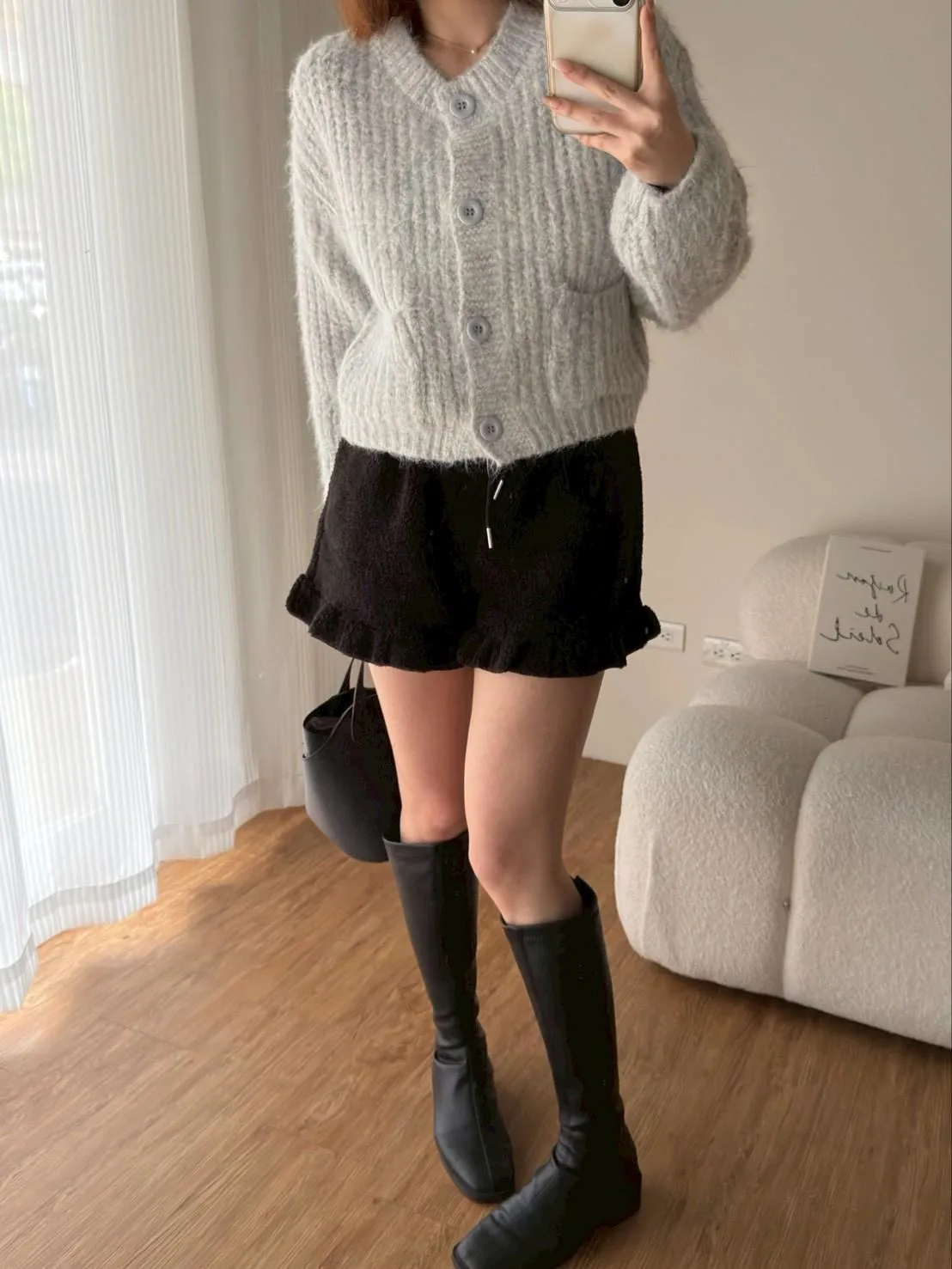 北極絨雙口袋排釦外套