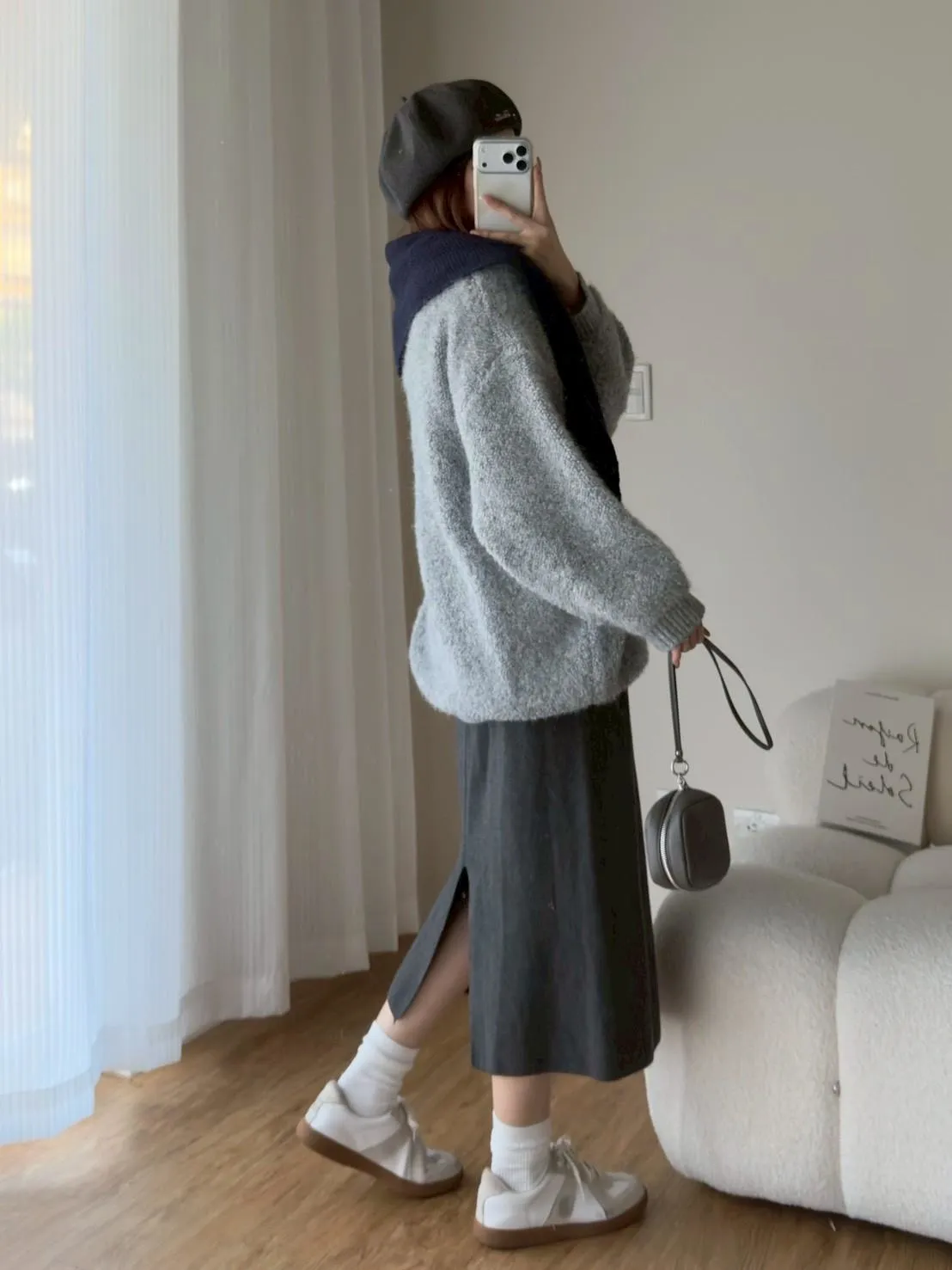 苞芯紗針織後開衩百搭長裙