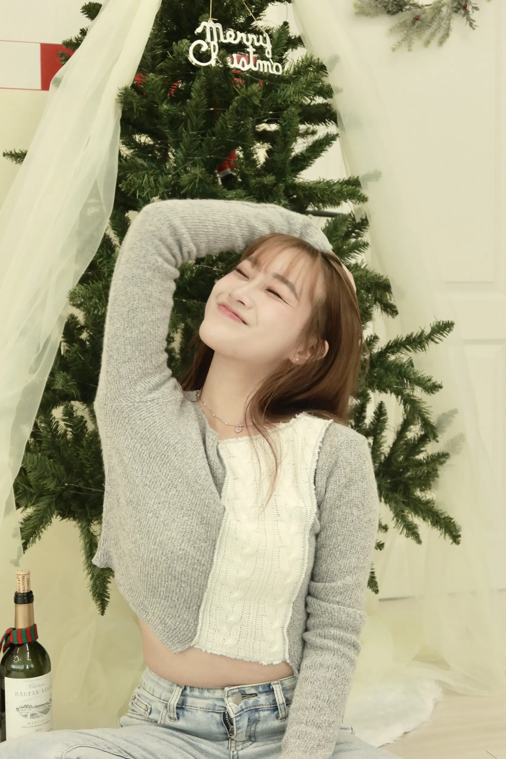 正韓麻花拼色針織短款毛衣