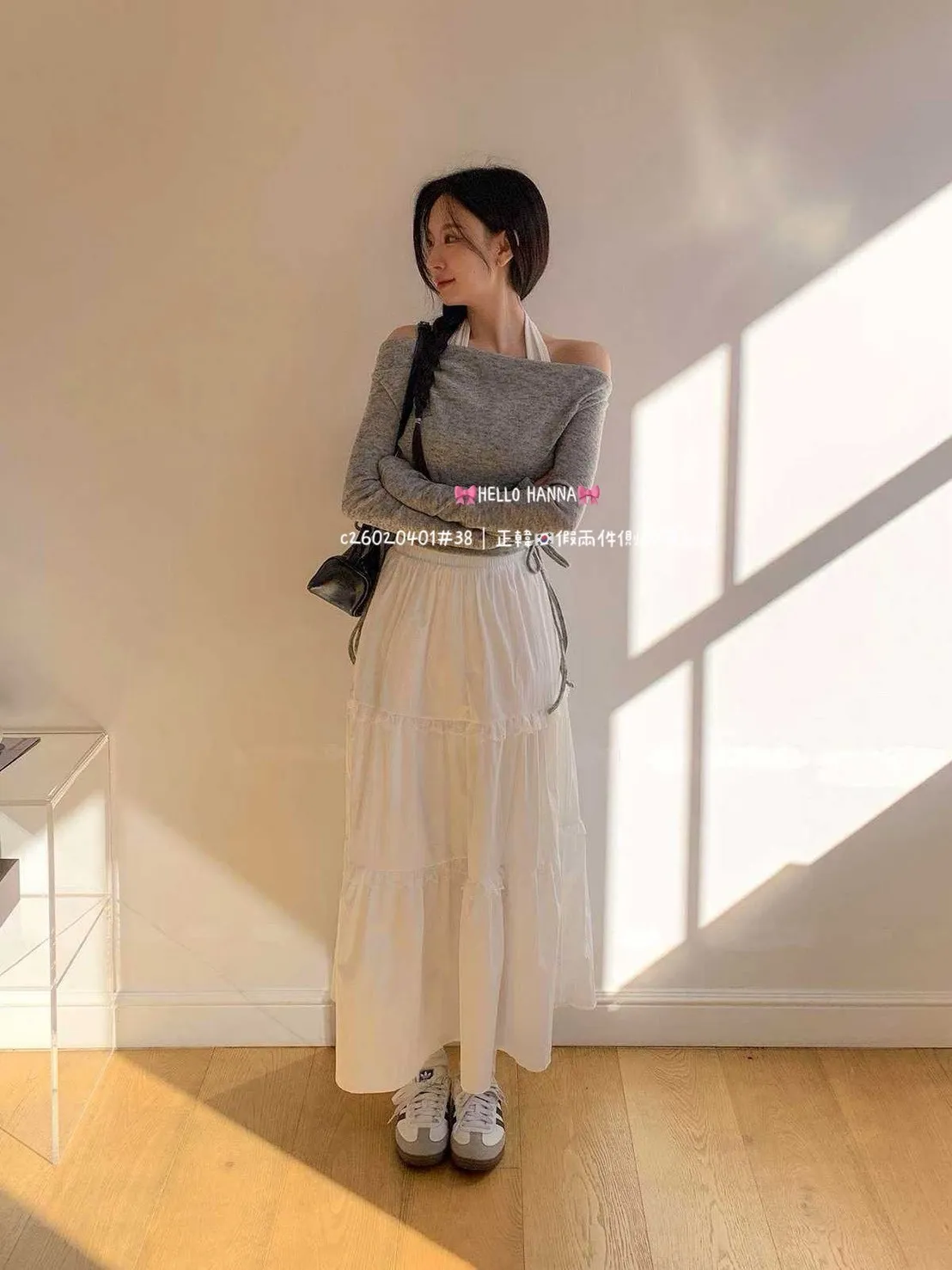 正韓假兩件側綁帶上衣