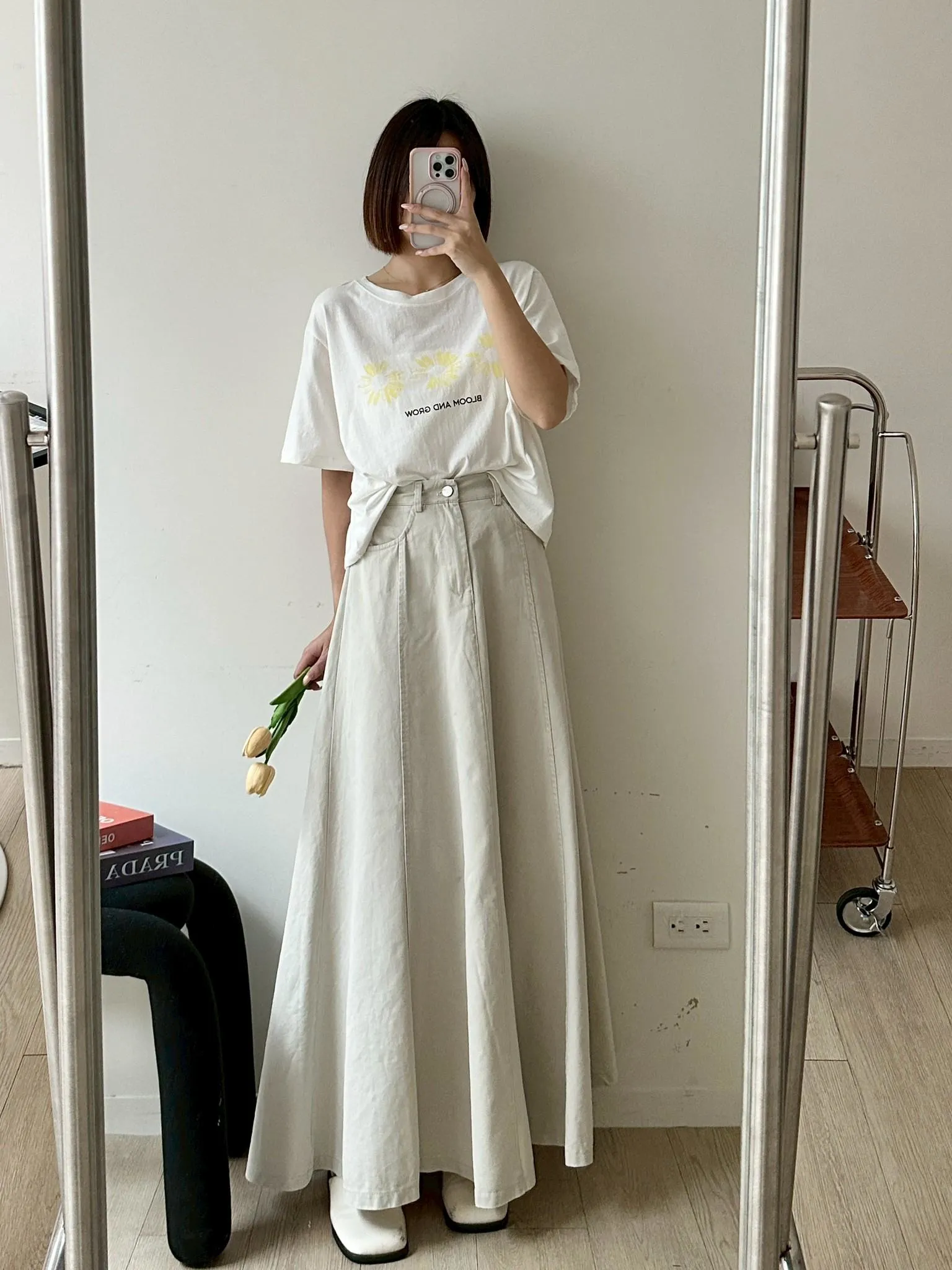 洗水牛仔傘擺長裙