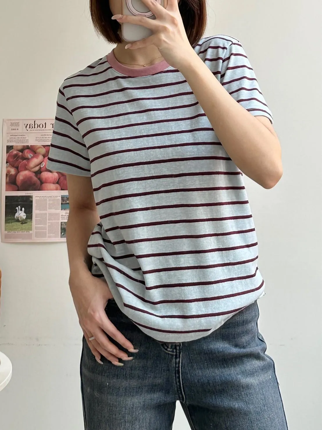 撞色橫條上衣