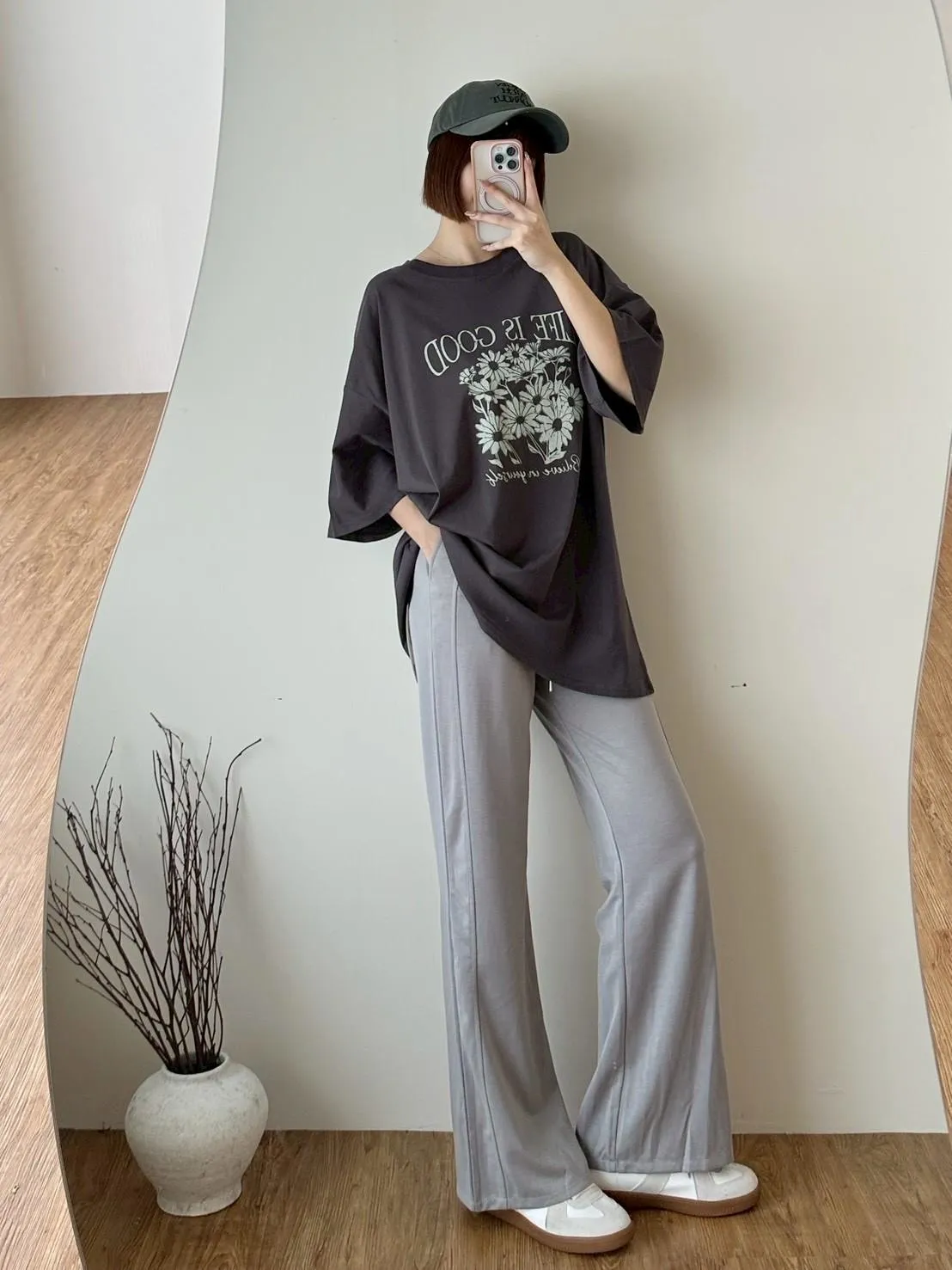 綁繩同銨絲微喇長褲