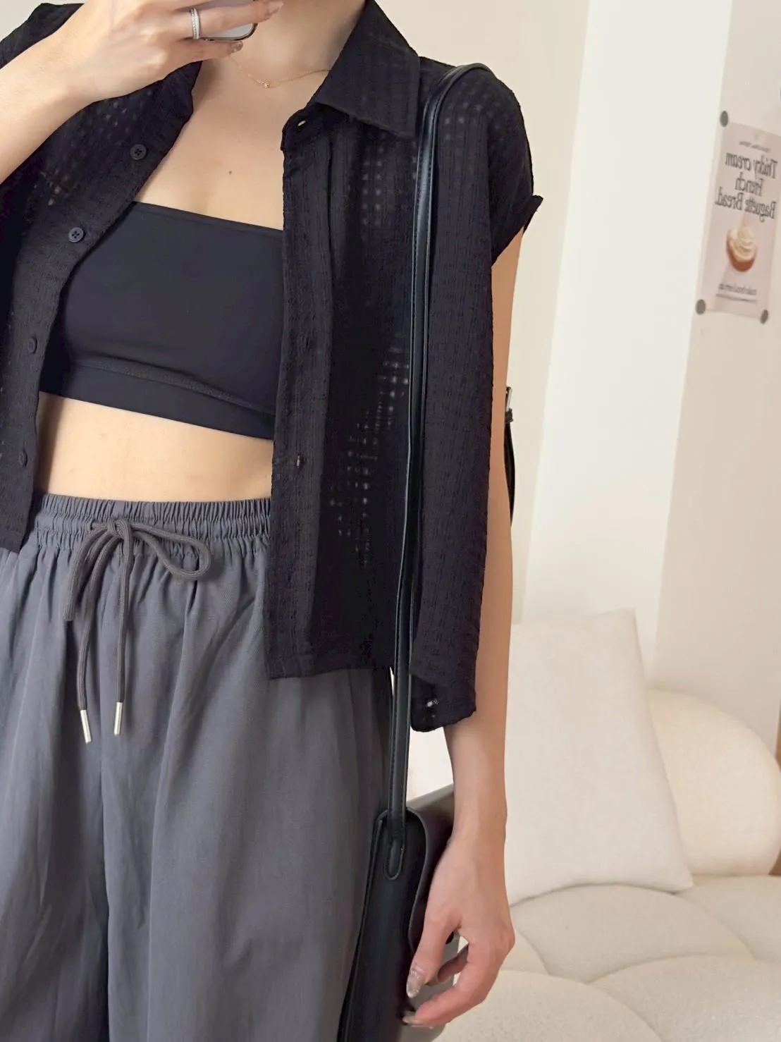 透紗格子襯衫