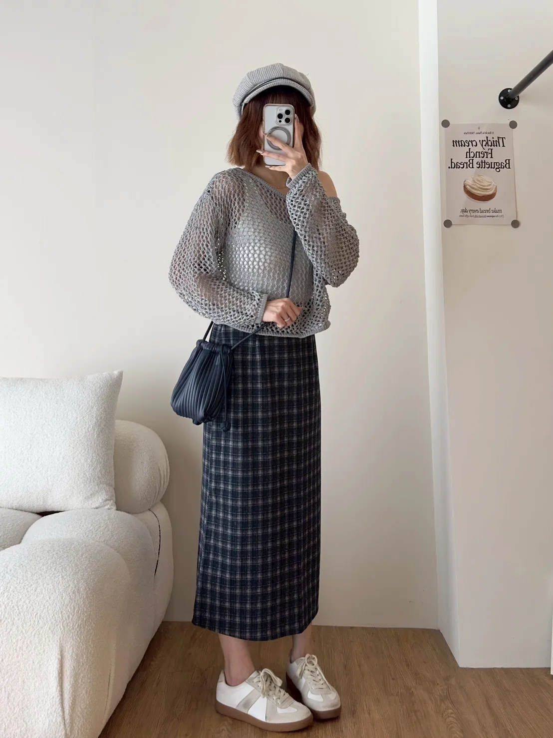 雙格磨毛中裙