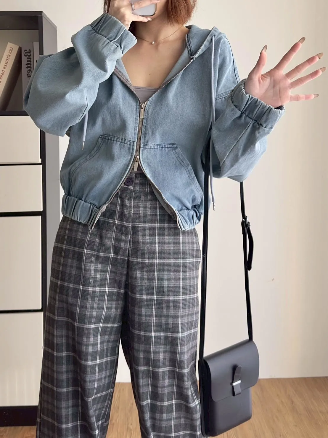 牛仔連帽拉鍊外套