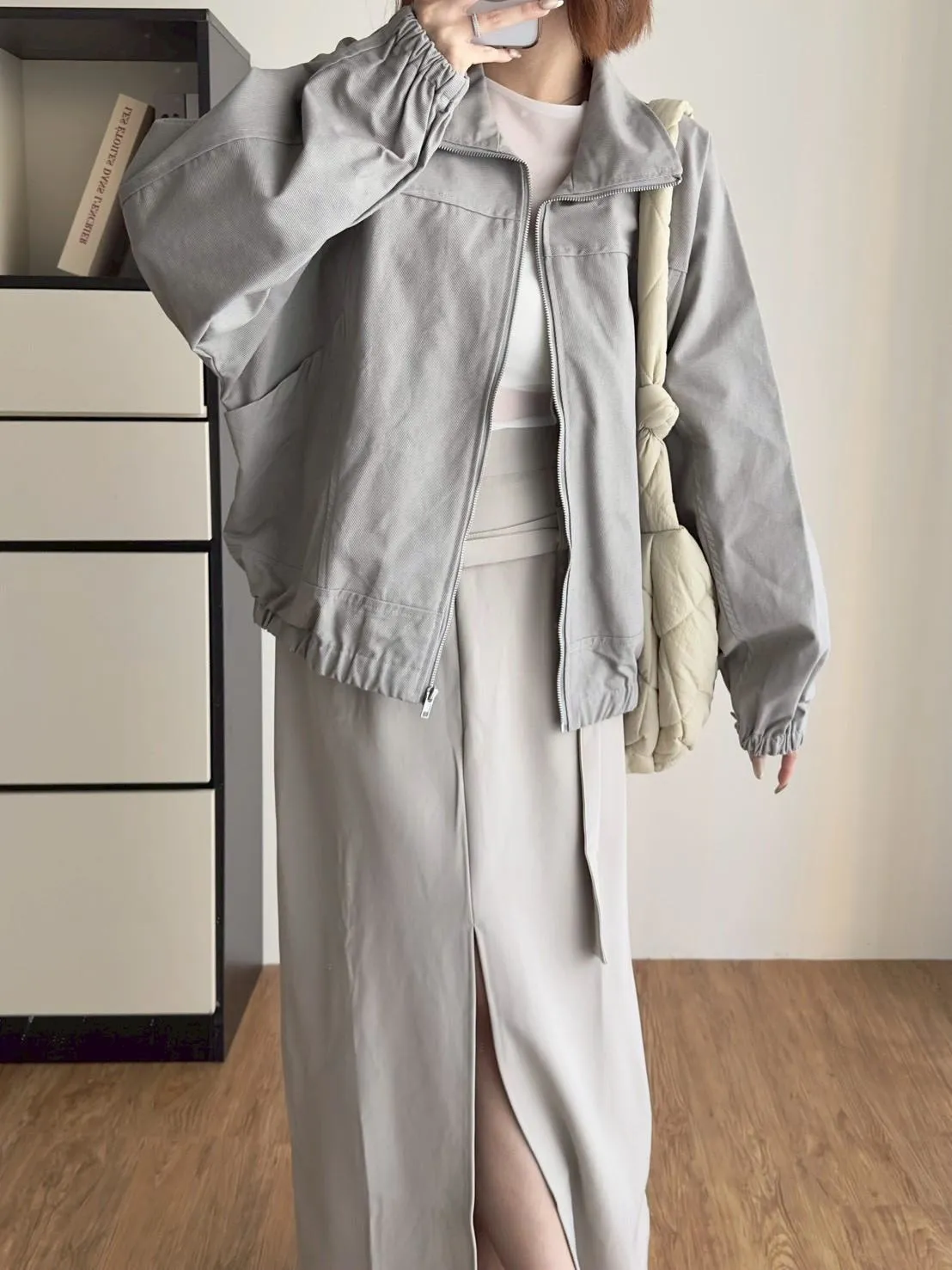 洗水牛仔拉鍊下縮外套