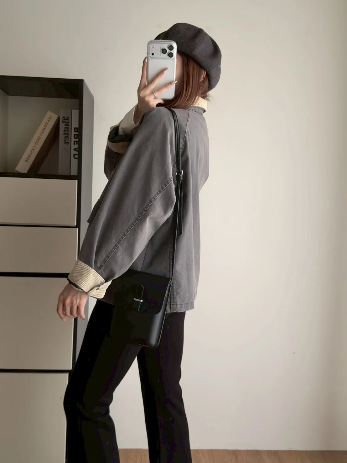 牛仔撞色領外套