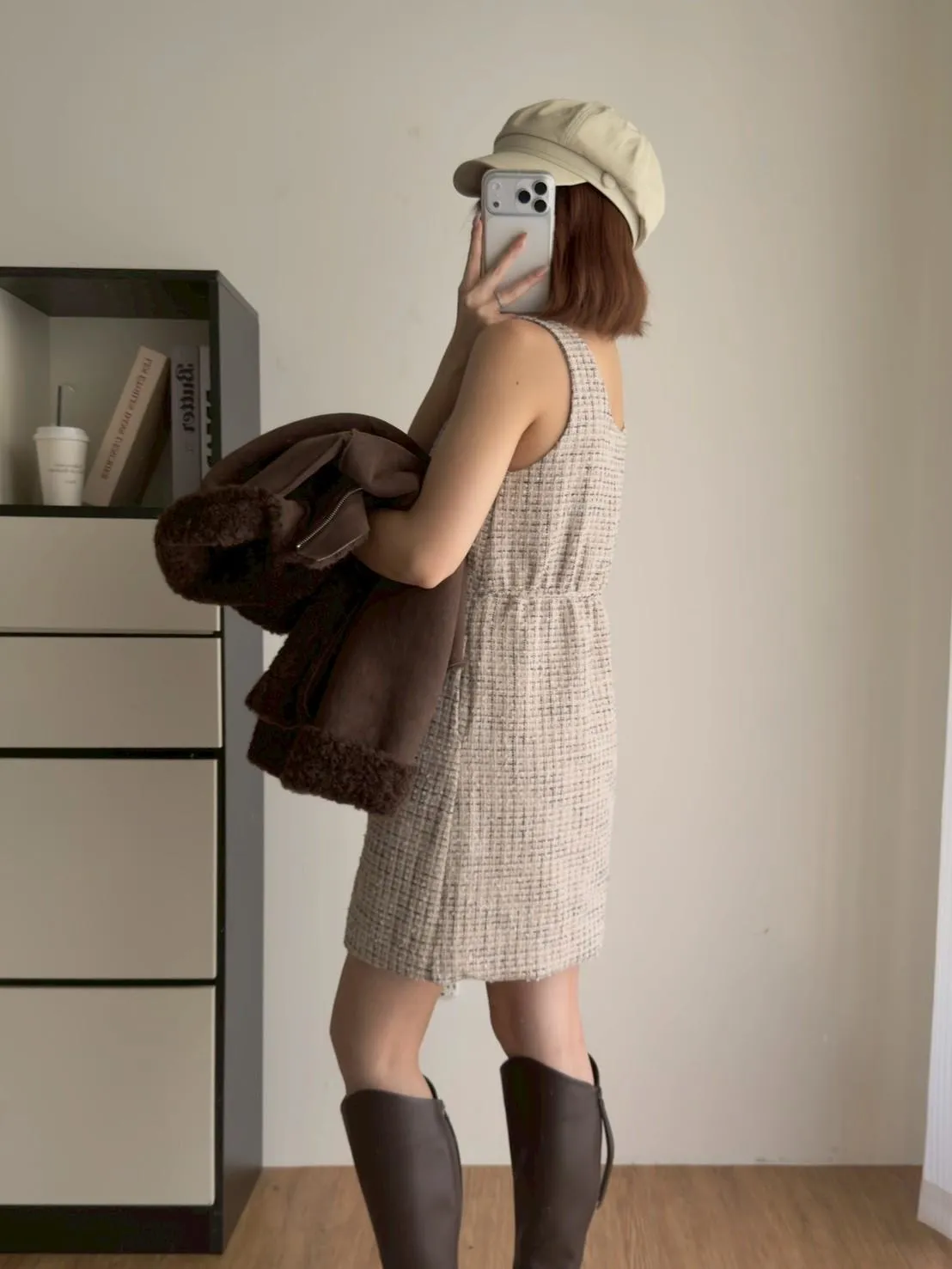 毛呢小香風背心短洋