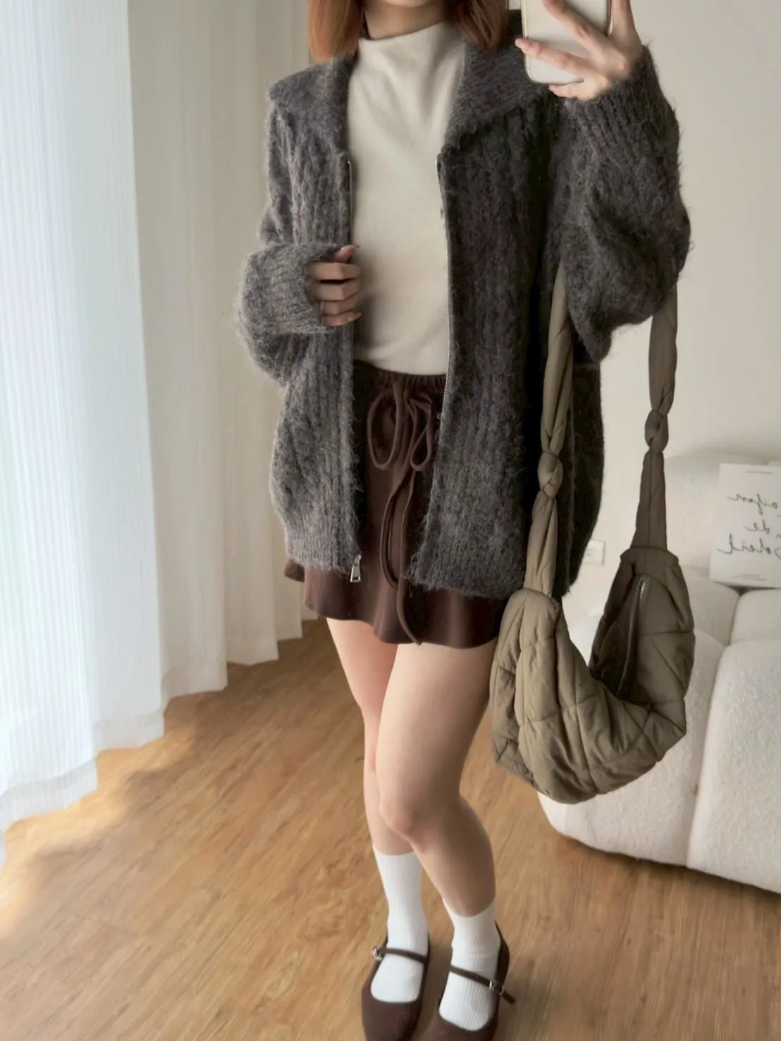 質感奶糯麻花拉鍊毛衣外套