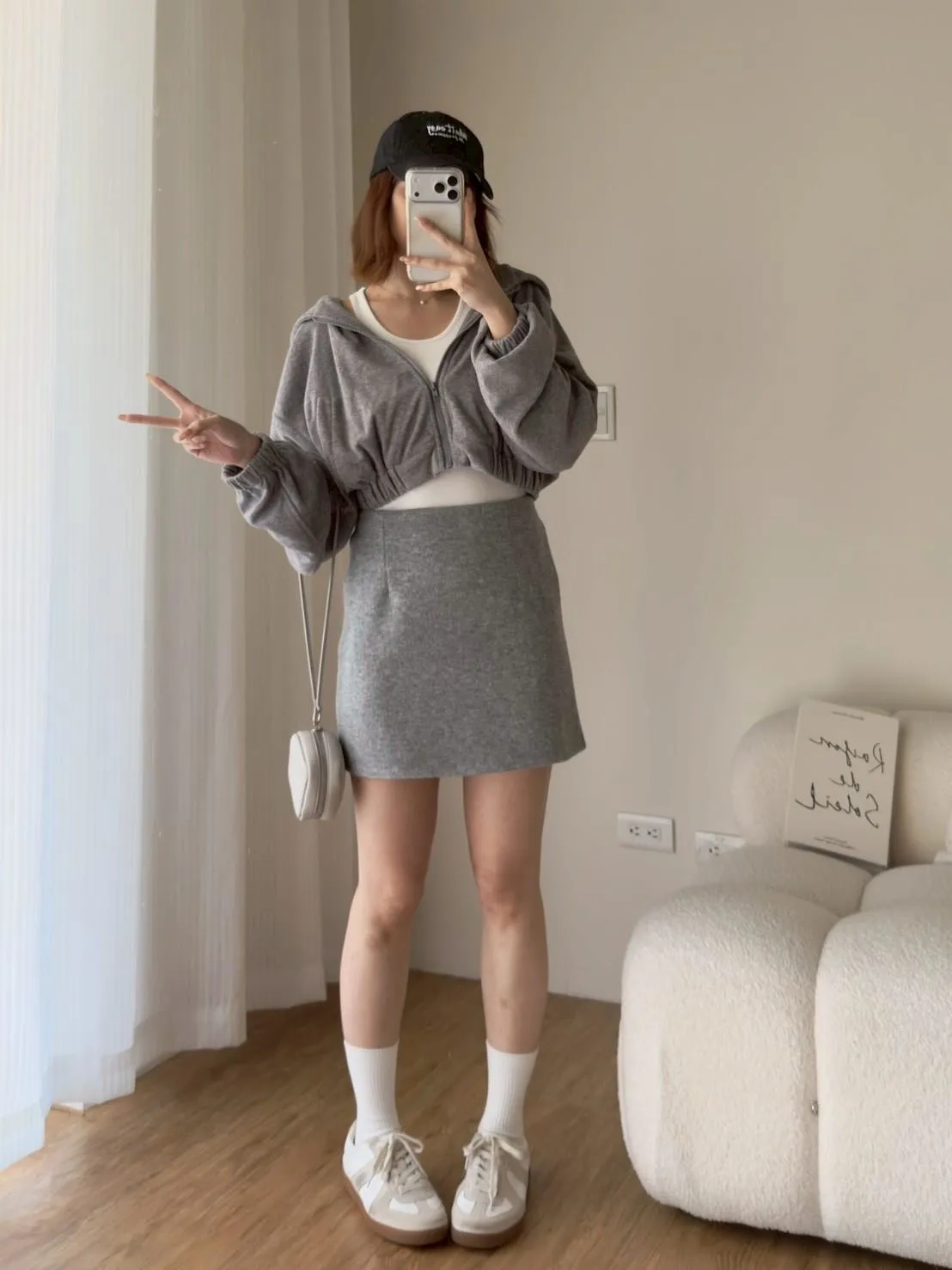 羊絨坑條半裙 (有內裡)