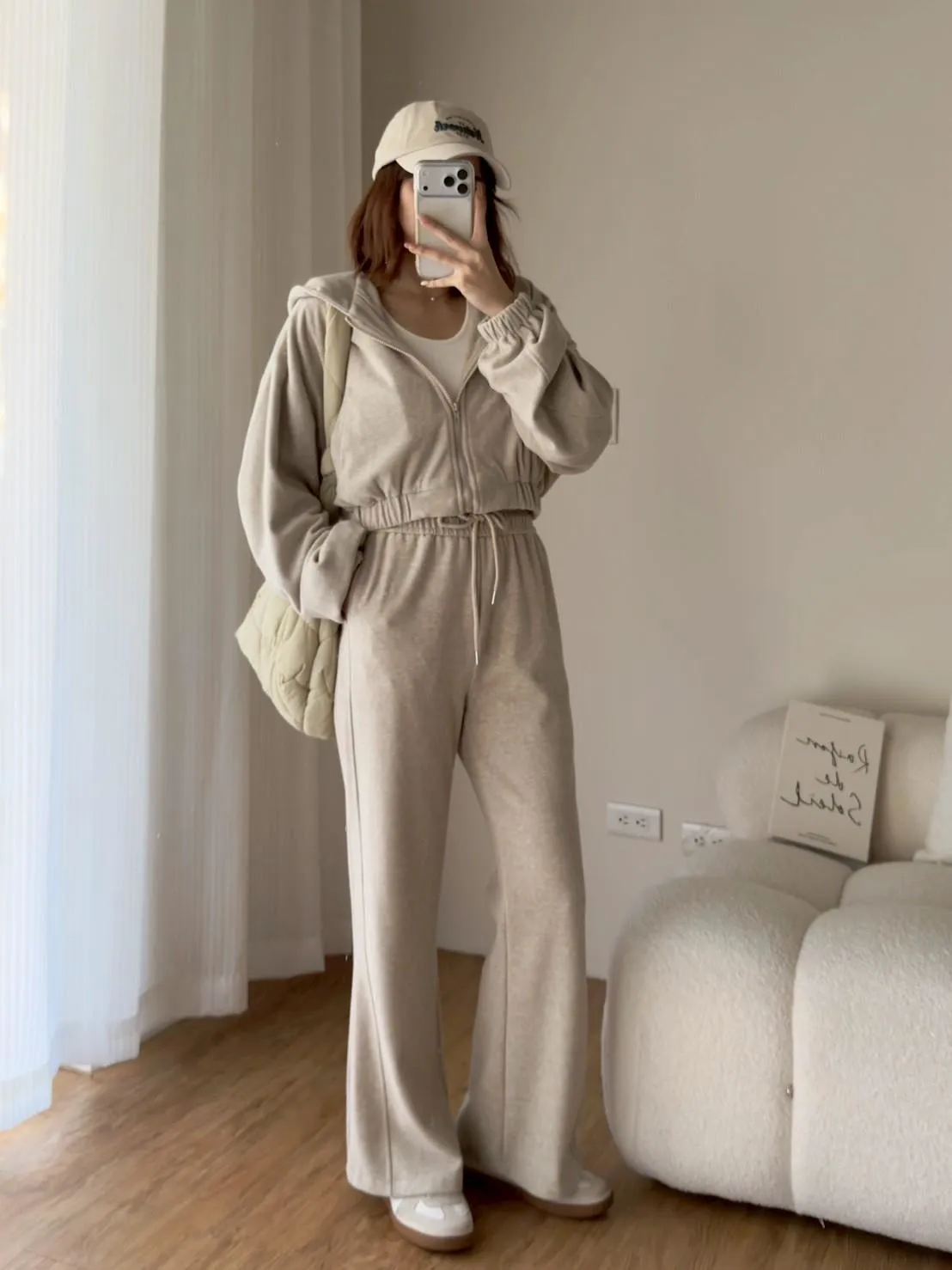 羊絨拼接微喇長褲