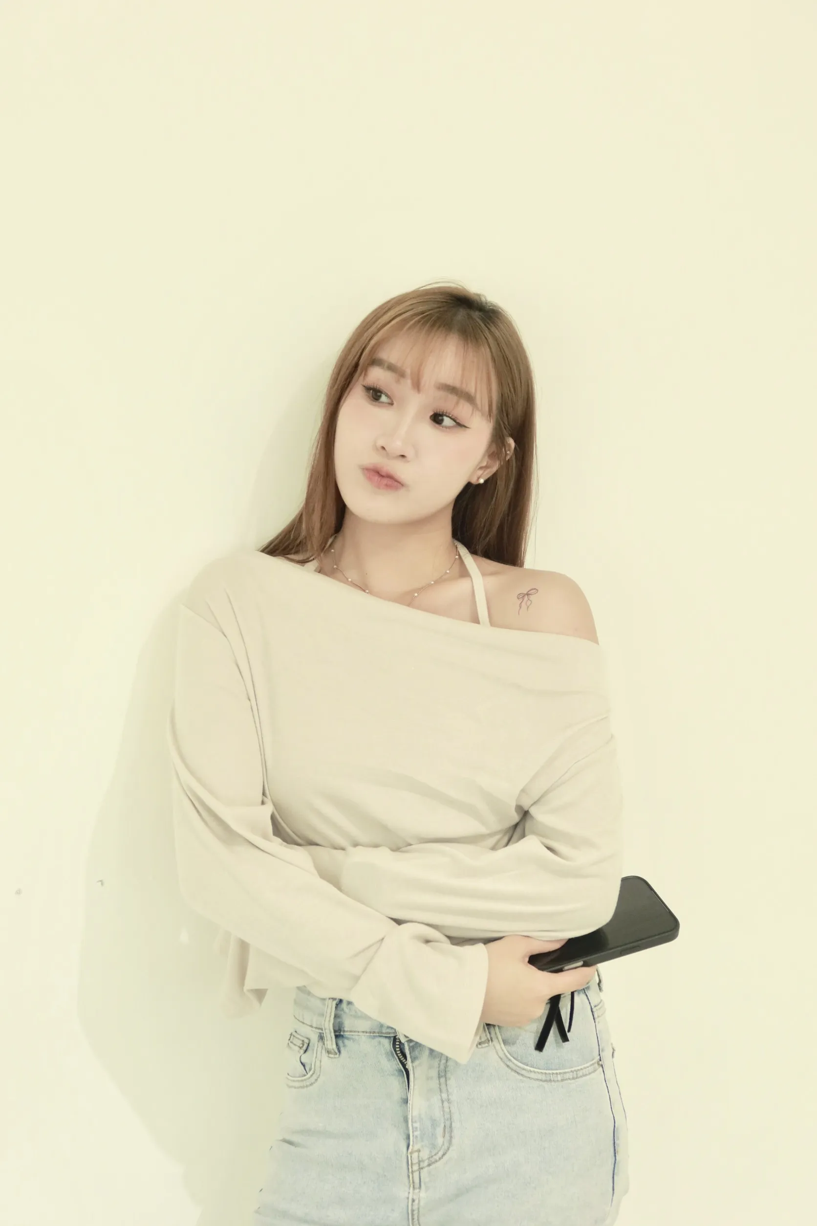 正韓無袖掛脖褶皺T恤