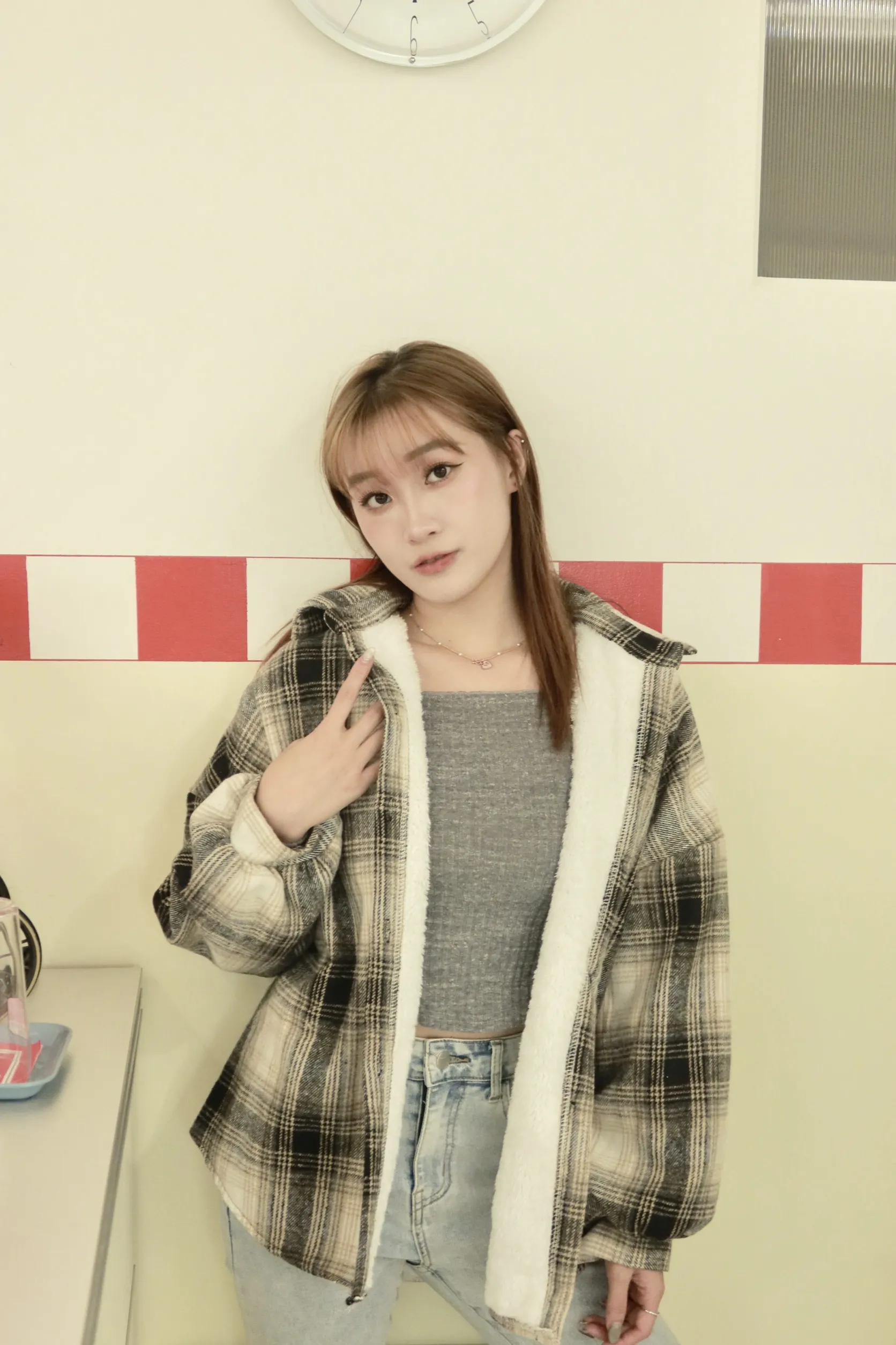 正韓羊毛內襯寬鬆襯衫