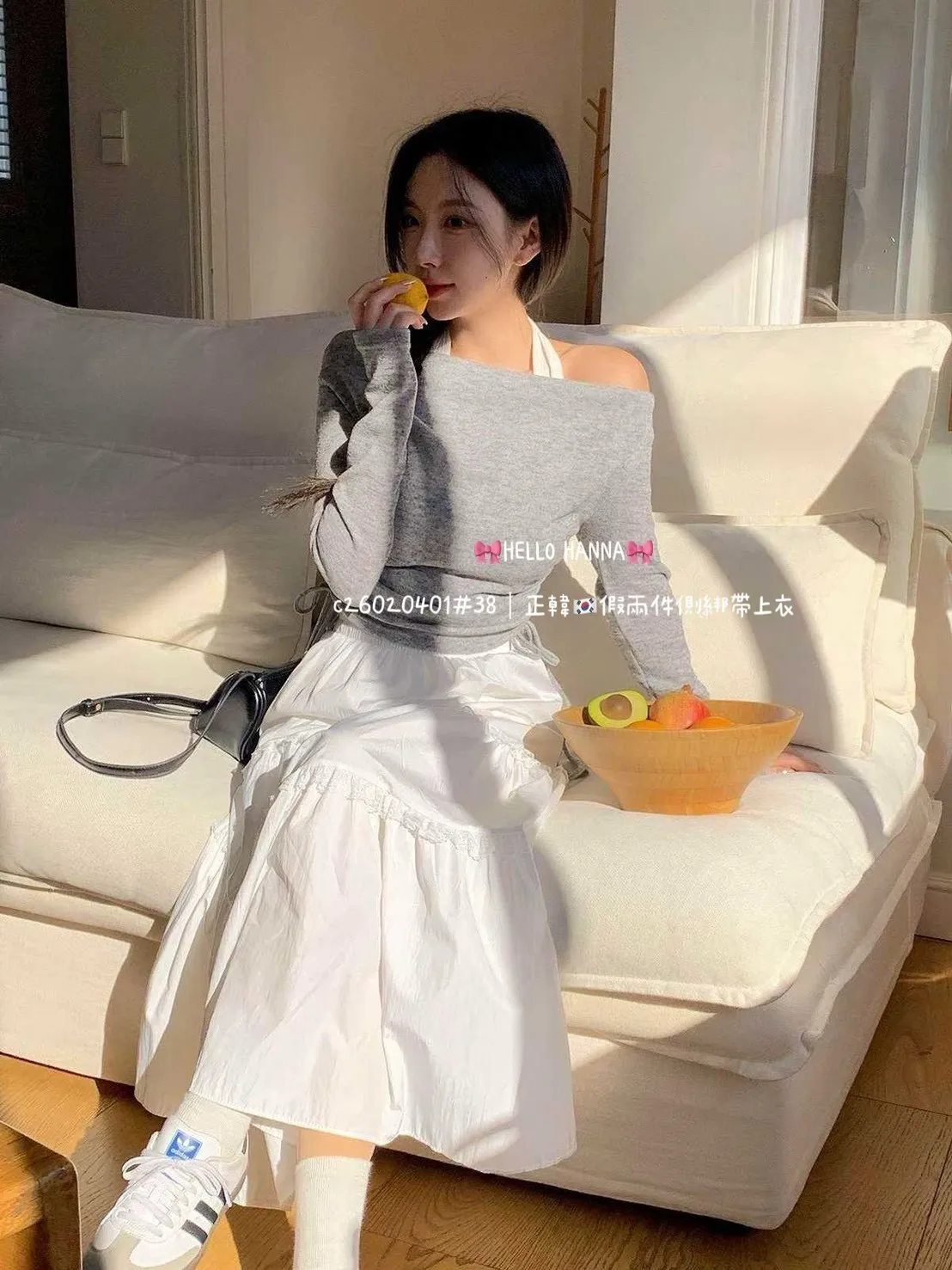 正韓假兩件側綁帶上衣