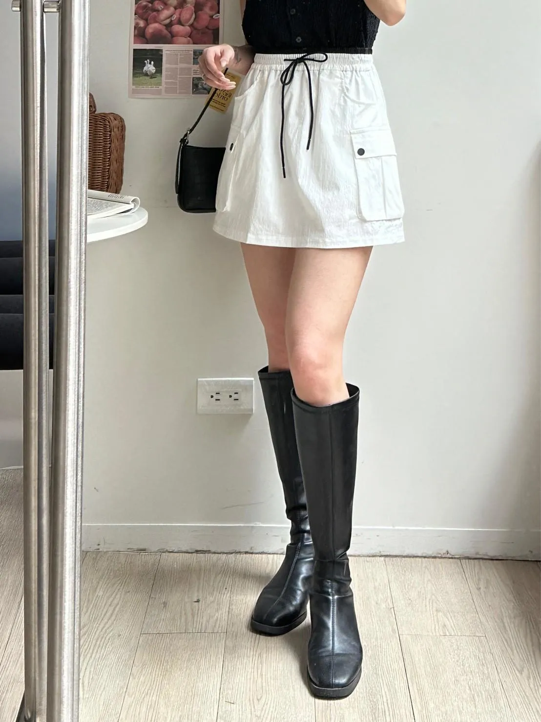 撞色刷刷短裙