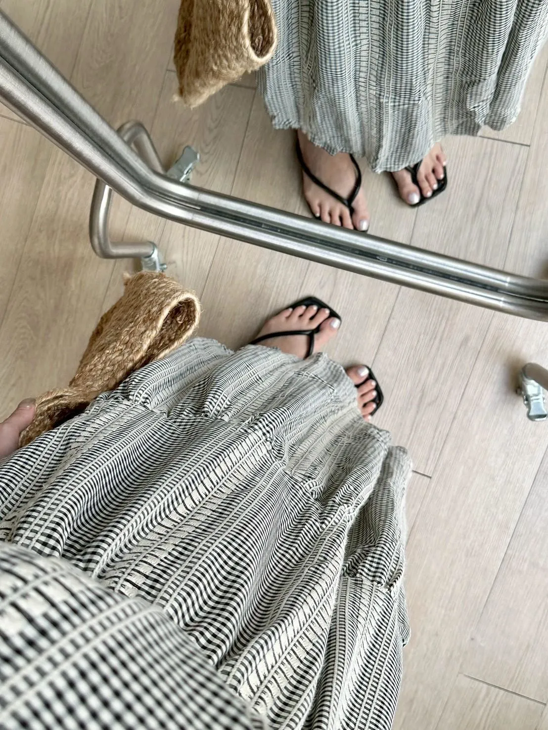 黑白花紋長洋裝