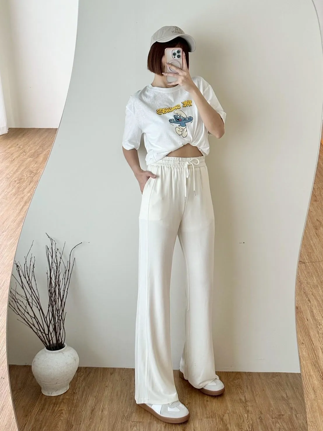 綁繩同銨絲微喇長褲