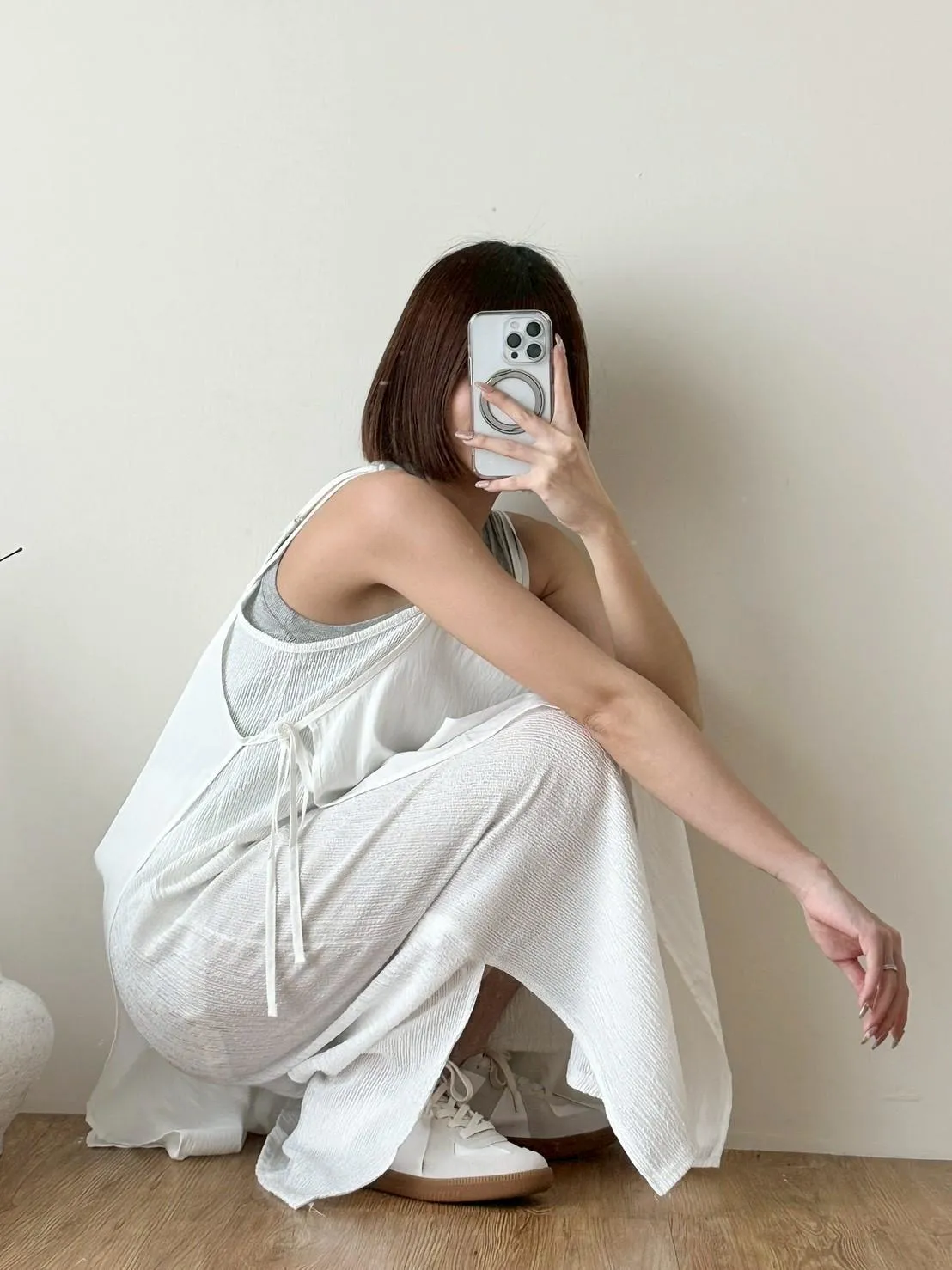 撞色邊側綁結兩件式洋裝