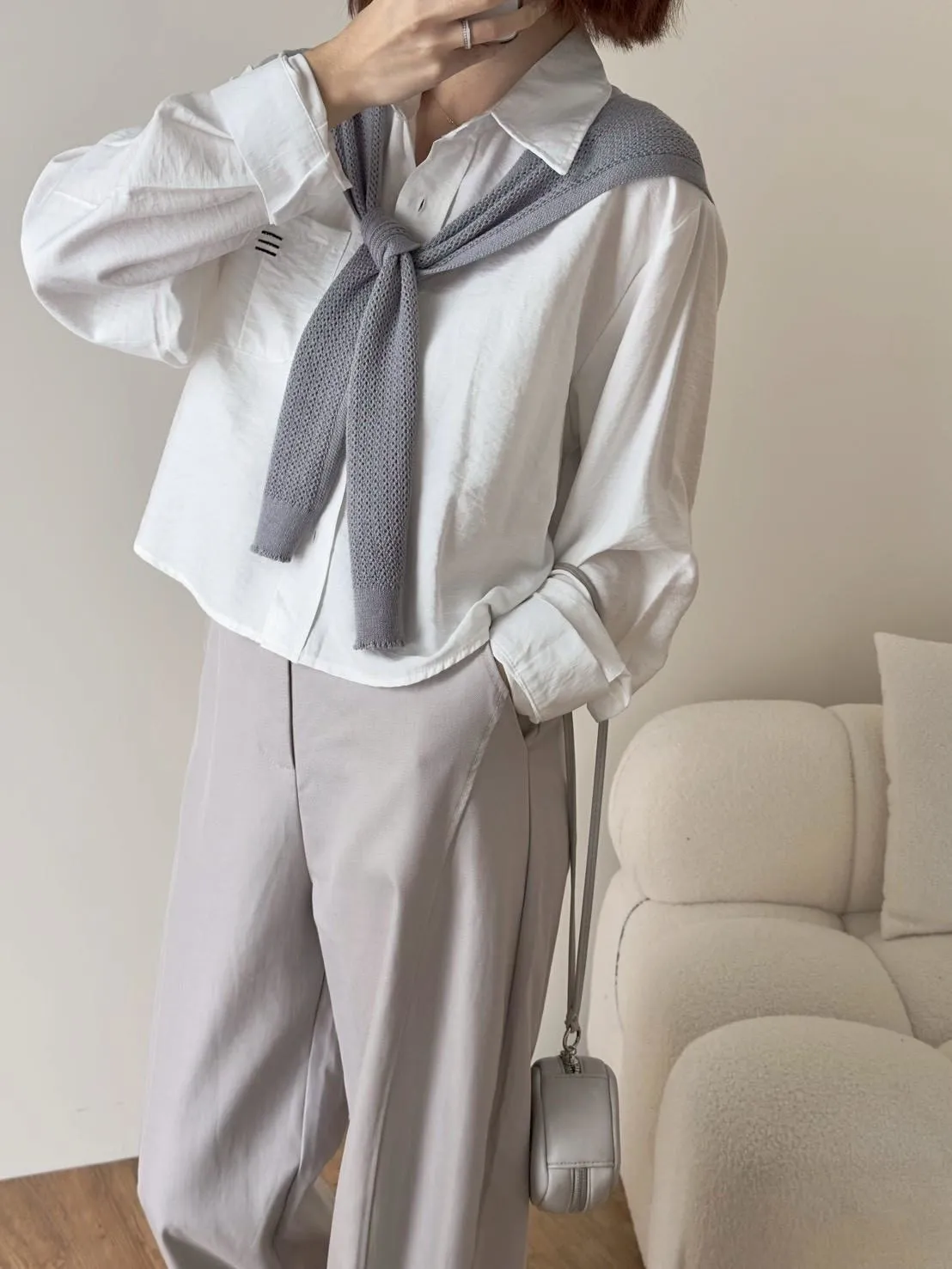 撞色披肩襯衫