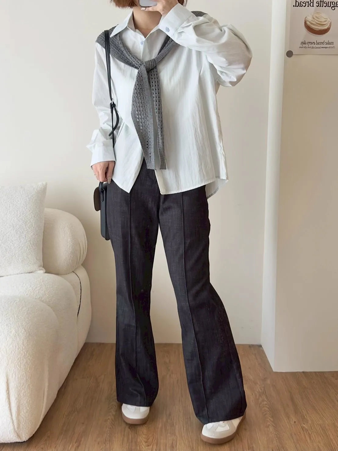 撞色披肩襯衫