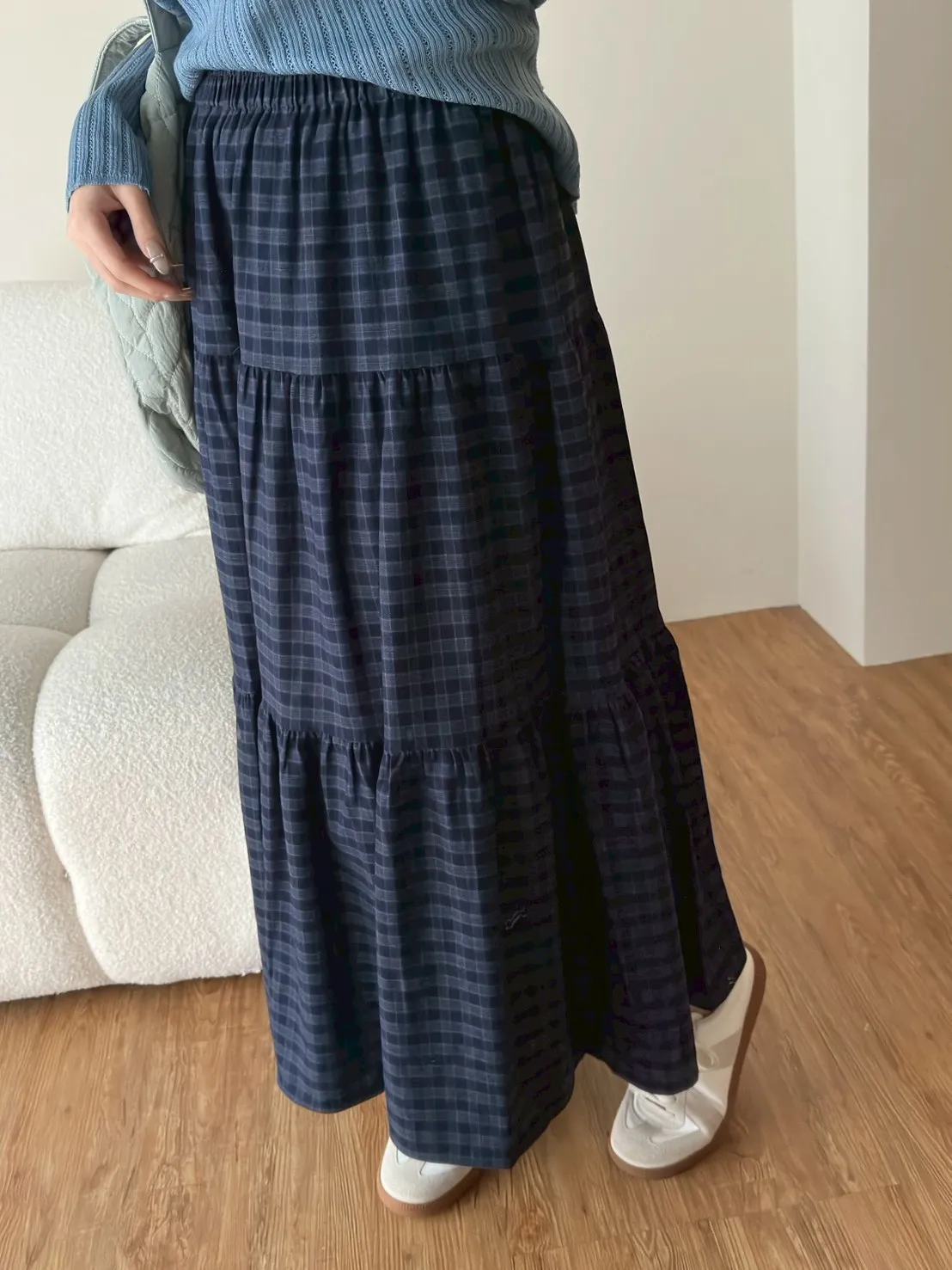 磨毛格子蛋糕裙