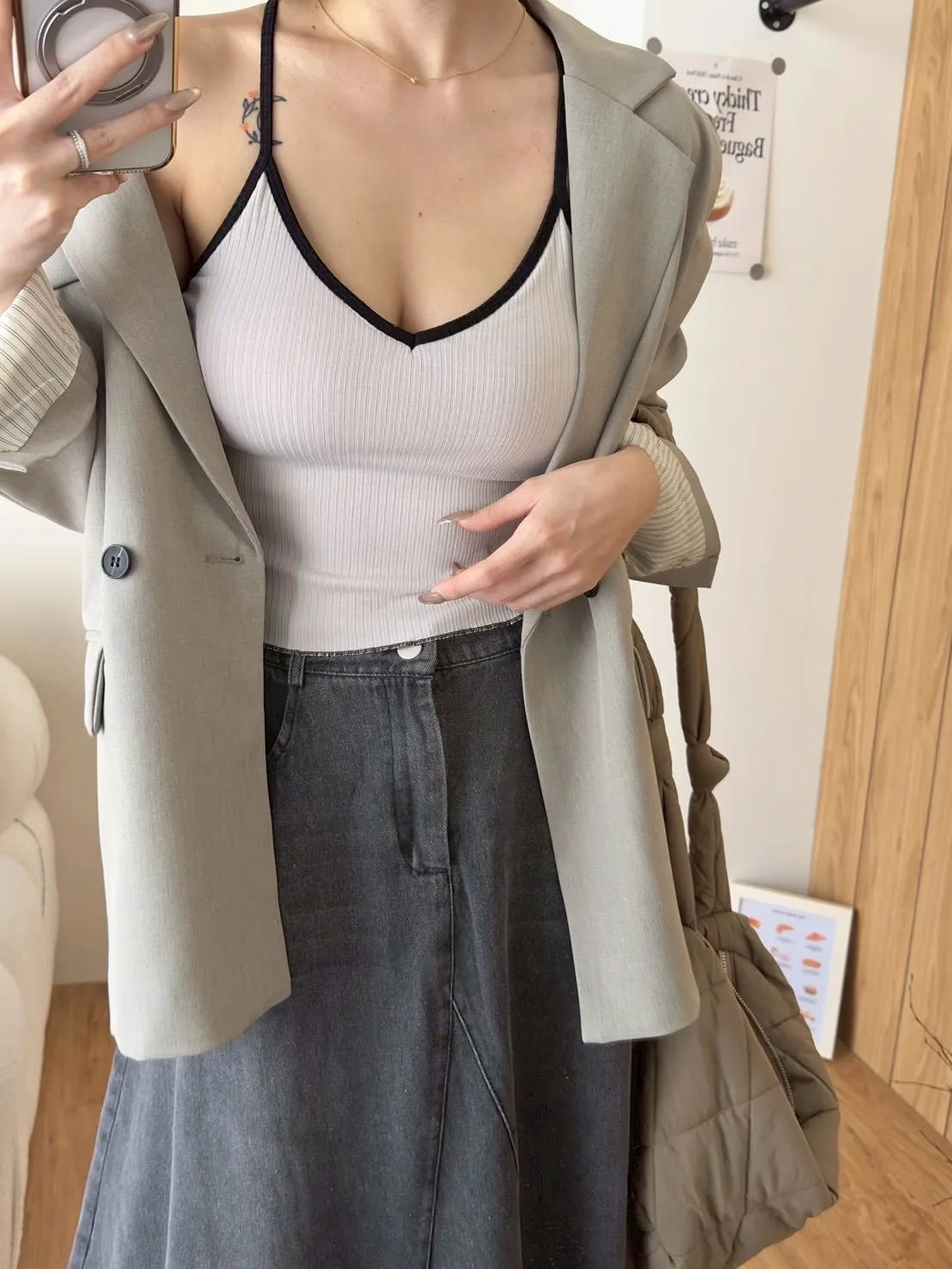 小香風撞色後交叉小可愛