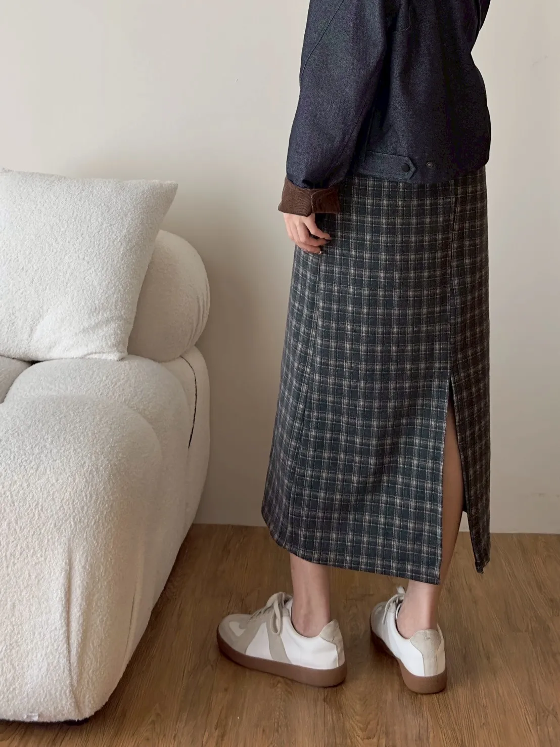 雙格磨毛中裙