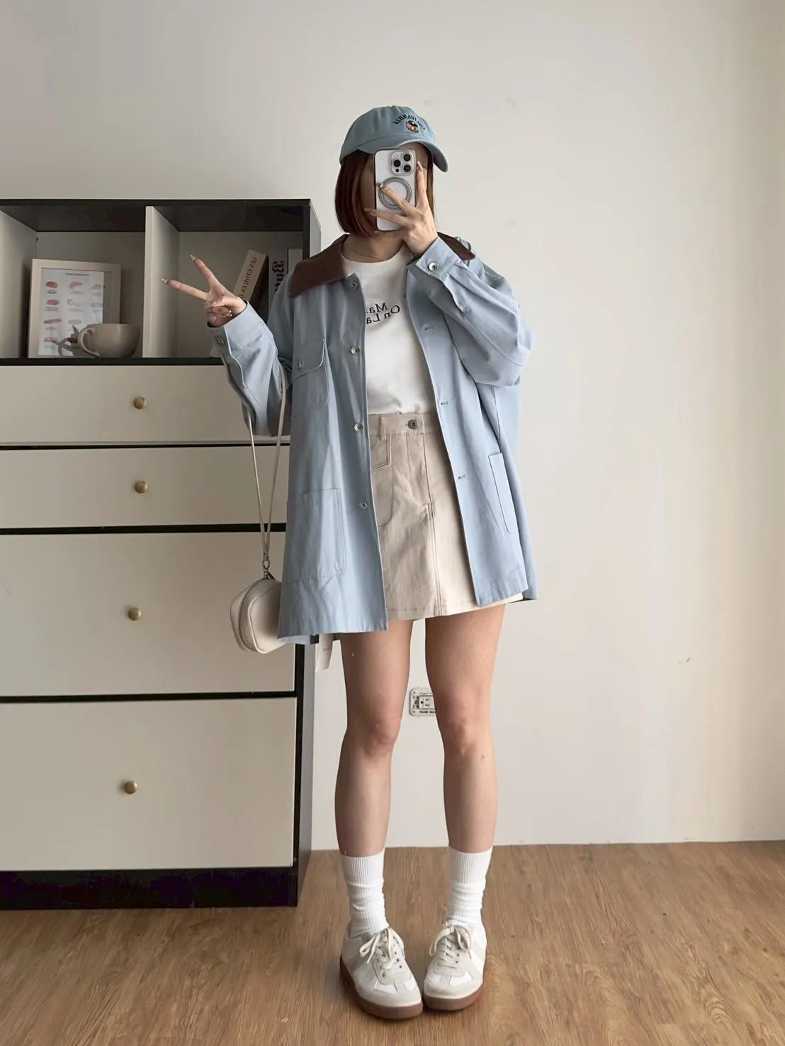 立體口袋毛料短褲裙