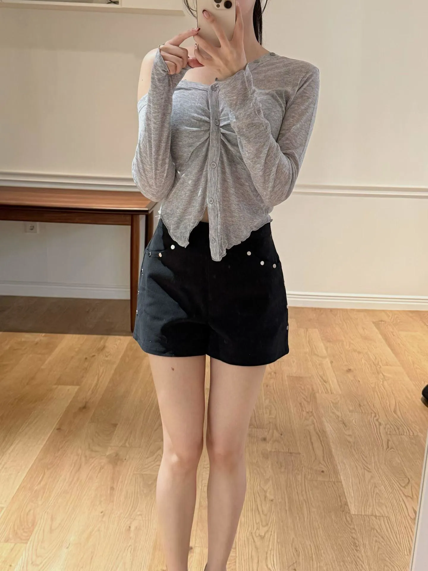 正韓羊毛不對稱披肩開衫