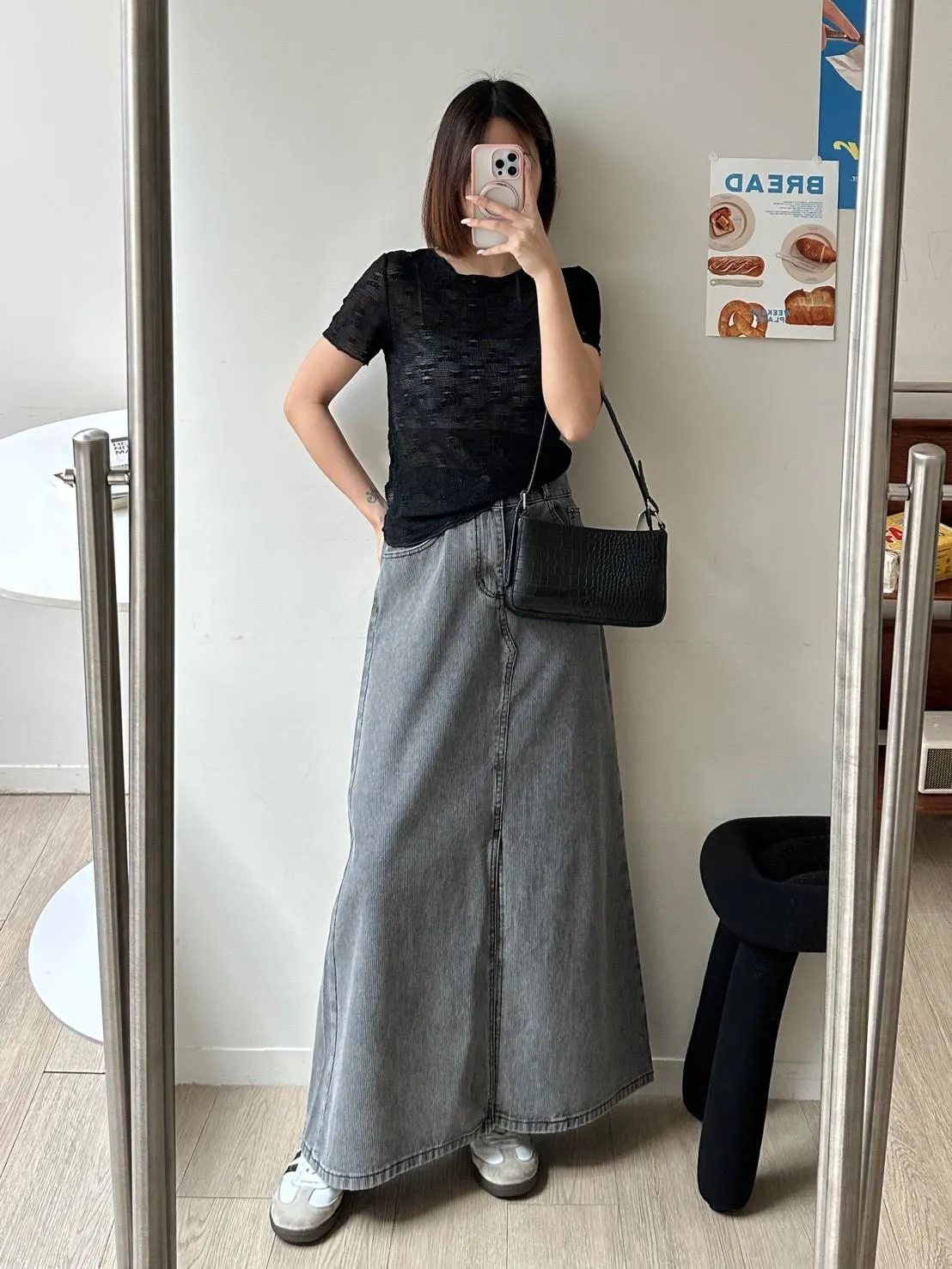打底小花透紗上衣