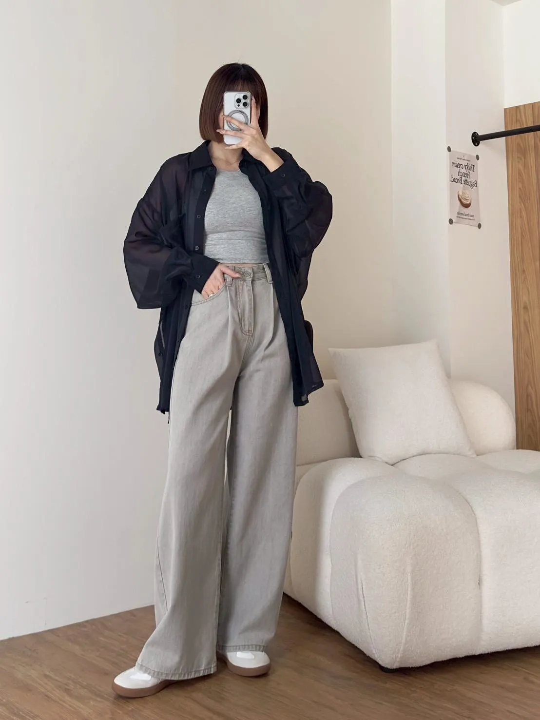 珠光透紗襯衫
