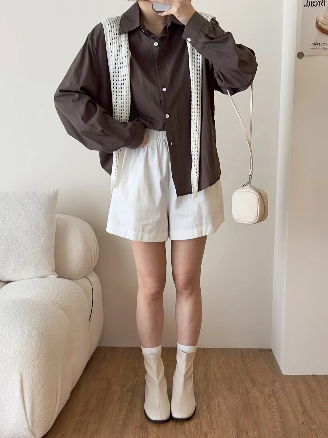 撞色披肩襯衫